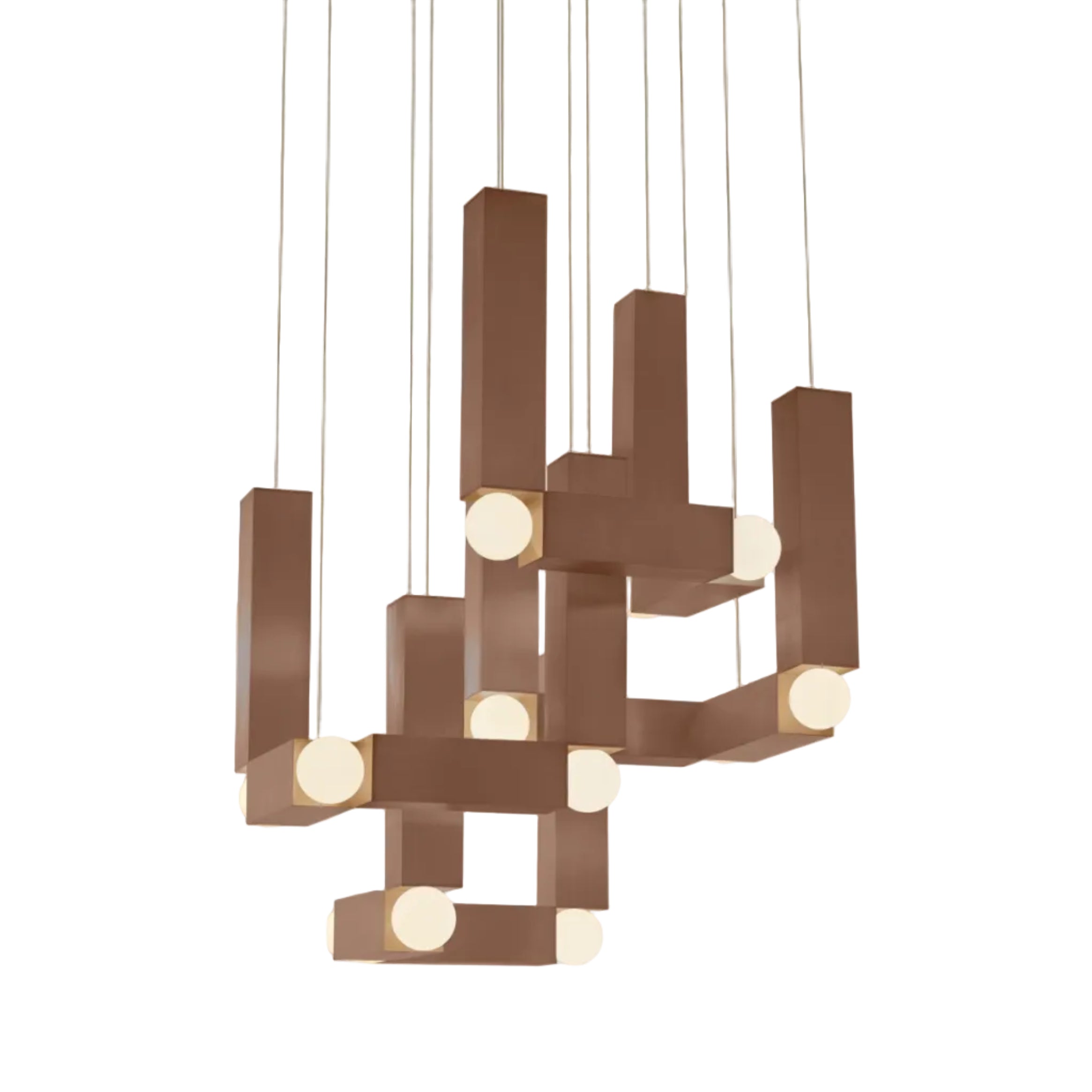 Lampa wisząca VESPER QUATTRO opalowy klosz z brązowym wykończeniem