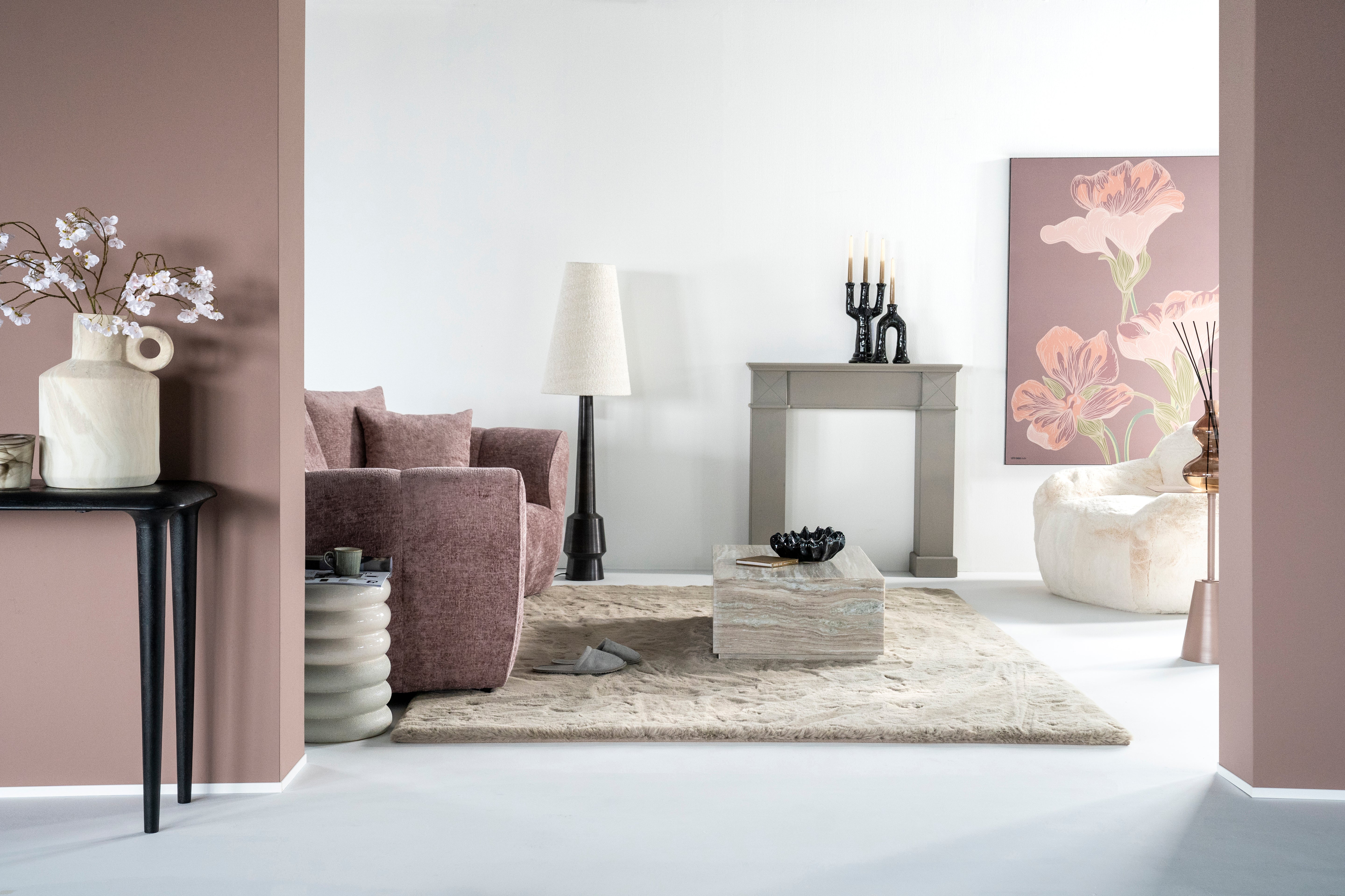 DAWN floor lamp light beige with dark brown base