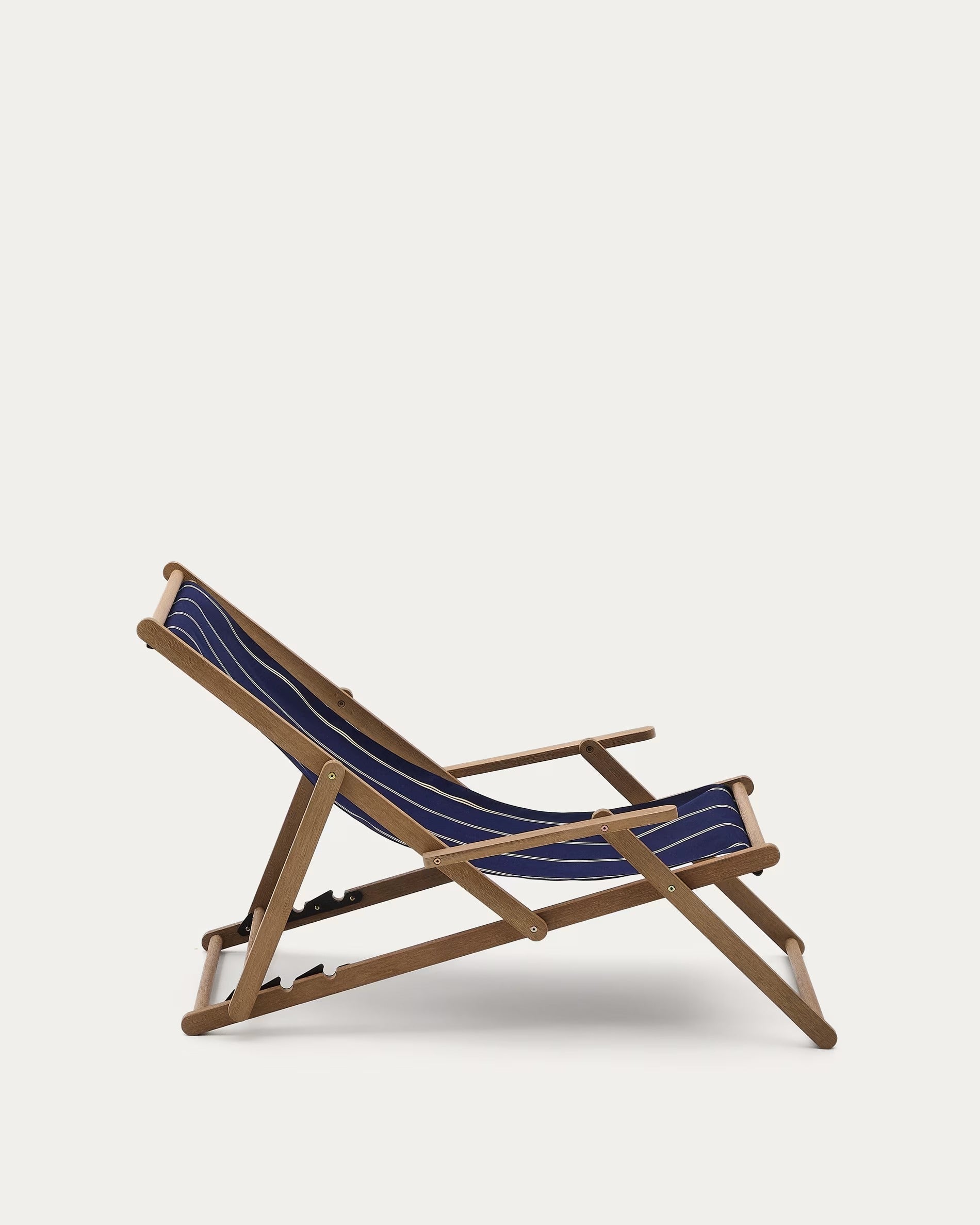 VILARA Liegestuhl in Marineblau und Beige mit Akazienfuß