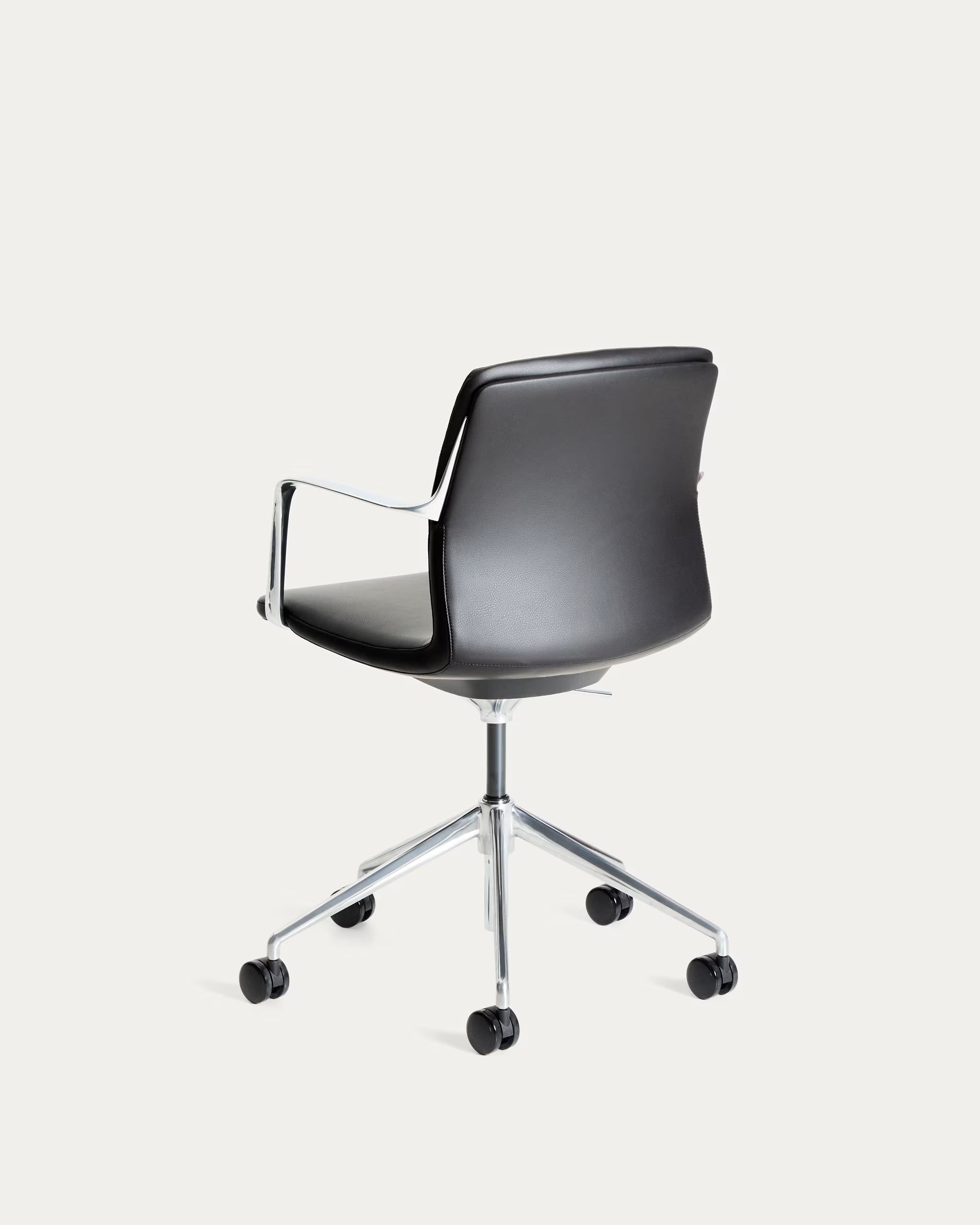 NERLAN office chair black eco-leather with silver base