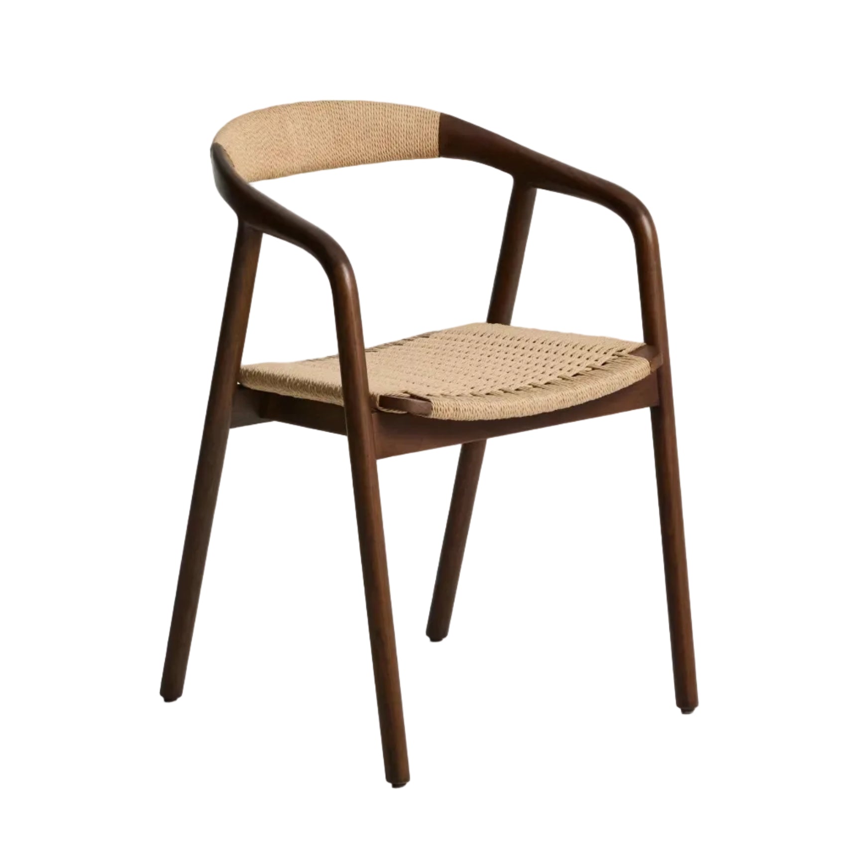 Stuhl DERILE beige mit dunklem Holzgestell