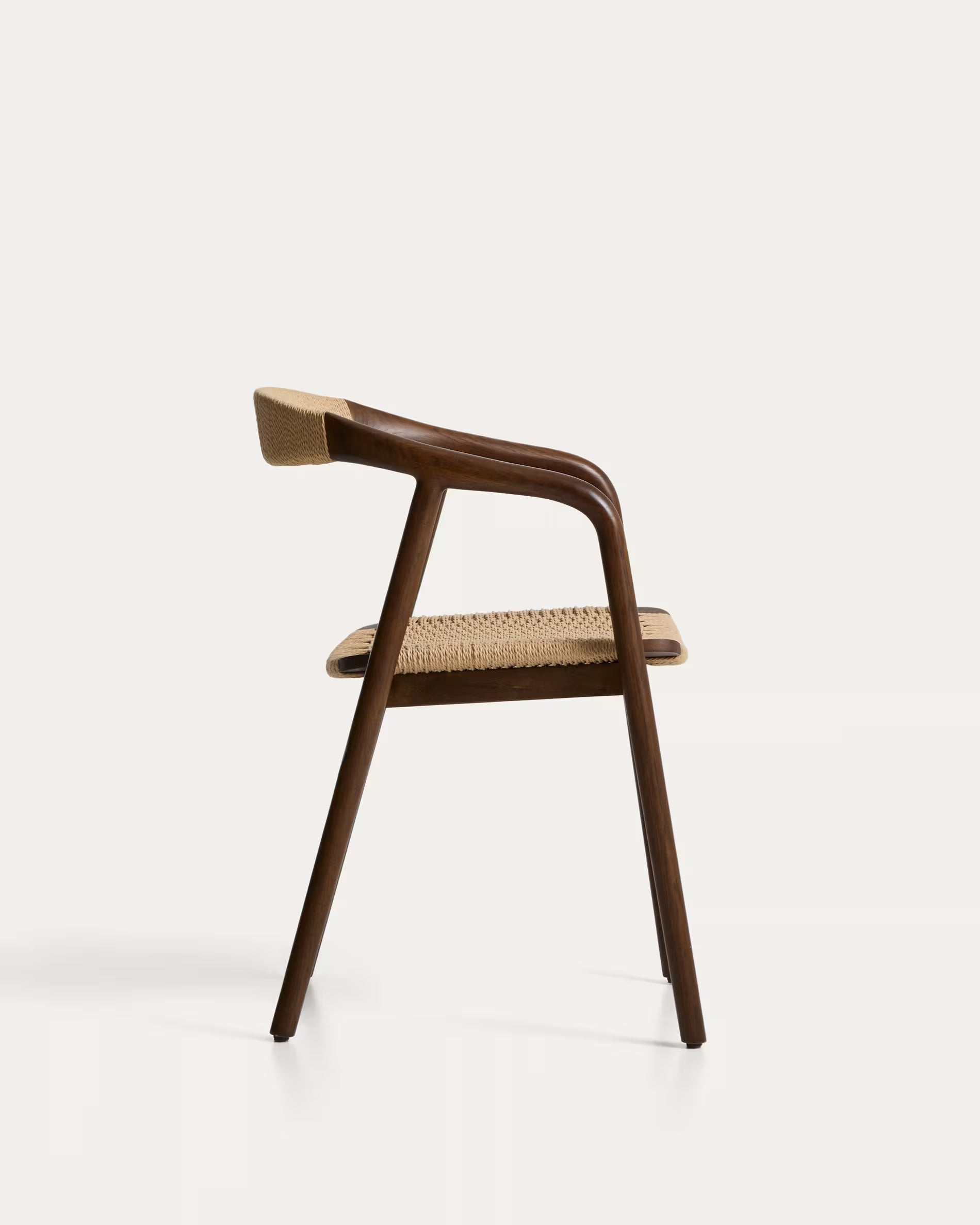 Stuhl DERILE beige mit dunklem Holzgestell