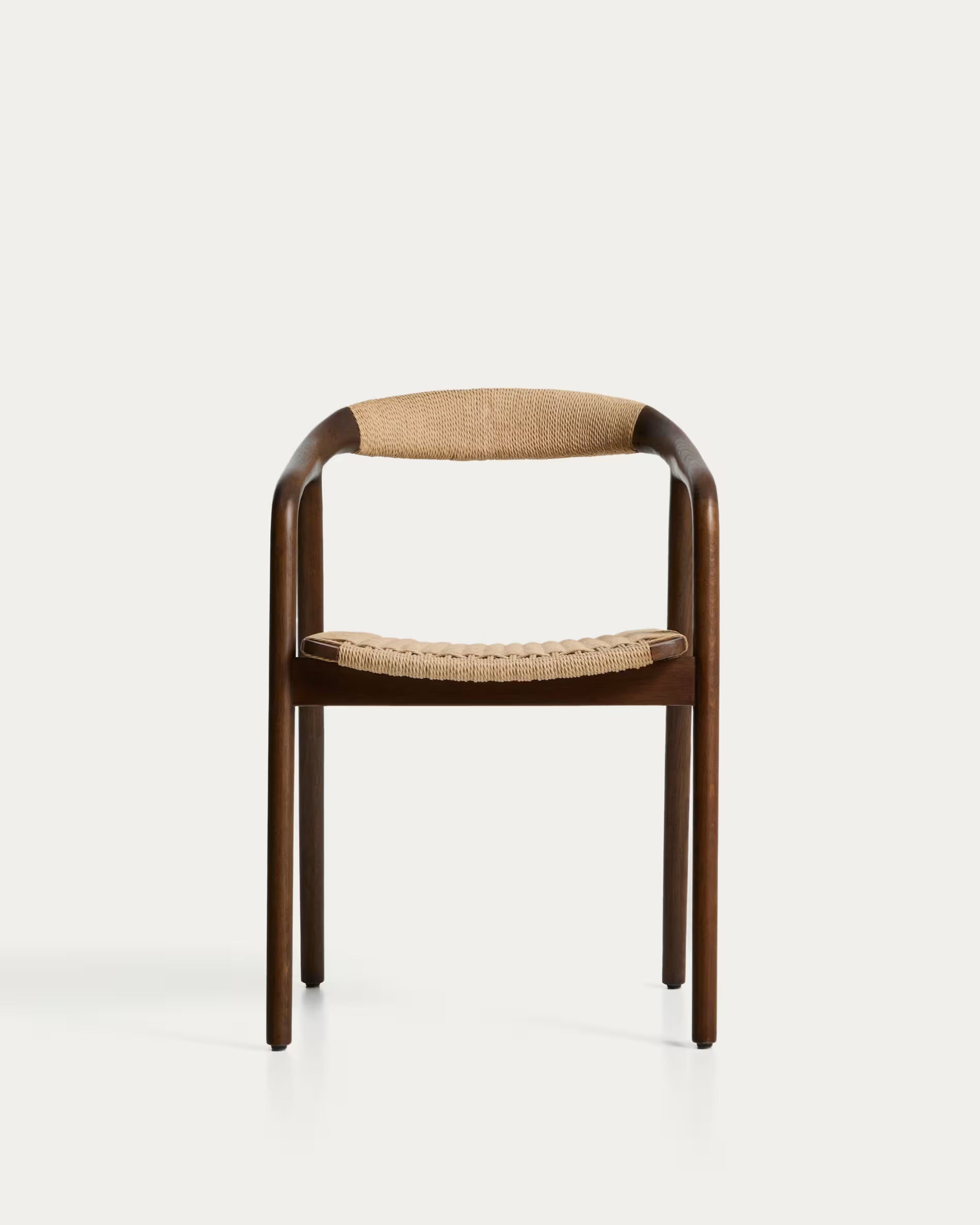 Stuhl DERILE beige mit dunklem Holzgestell