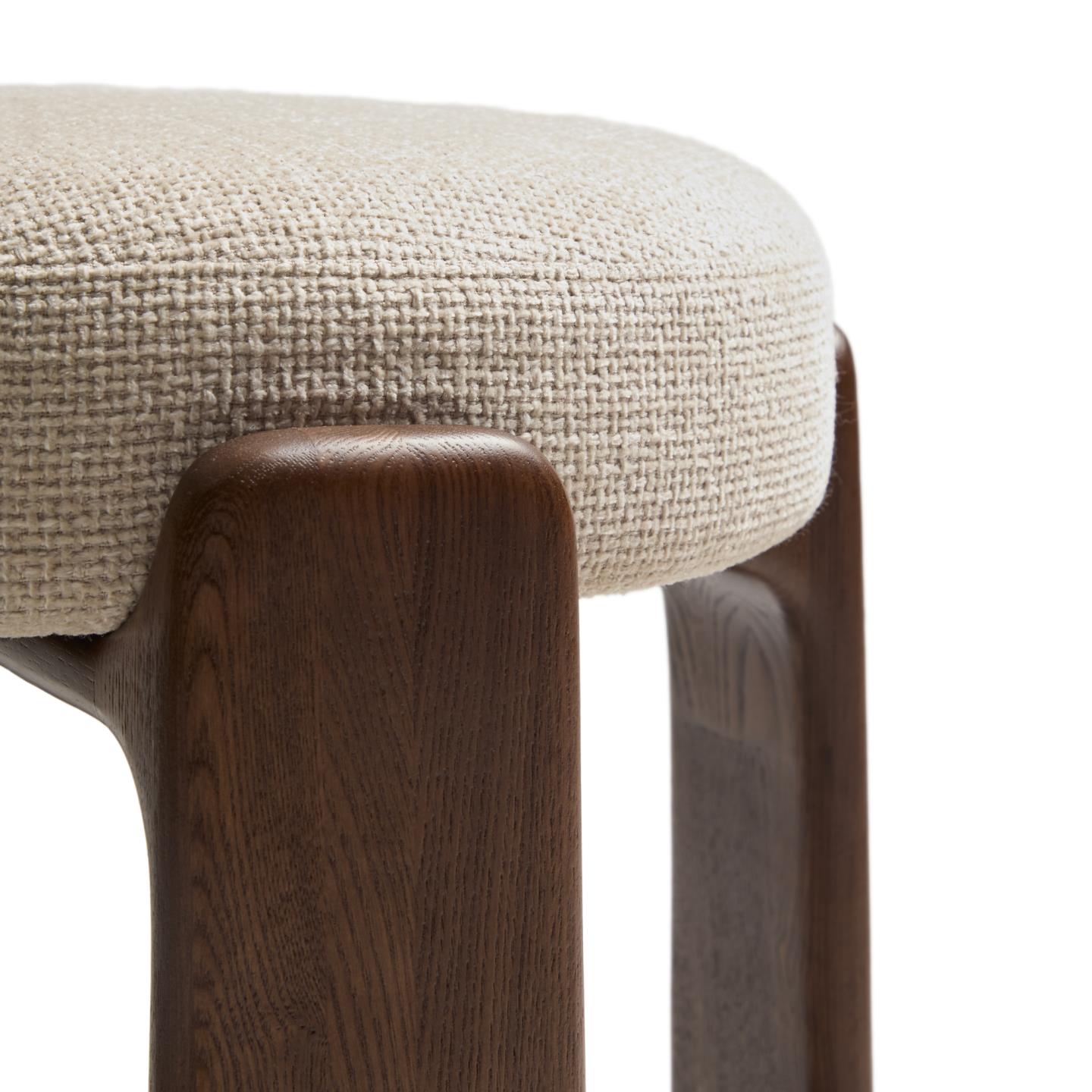 Barhocker GRANITE beige Chenille mit dunklem Eschenfuß