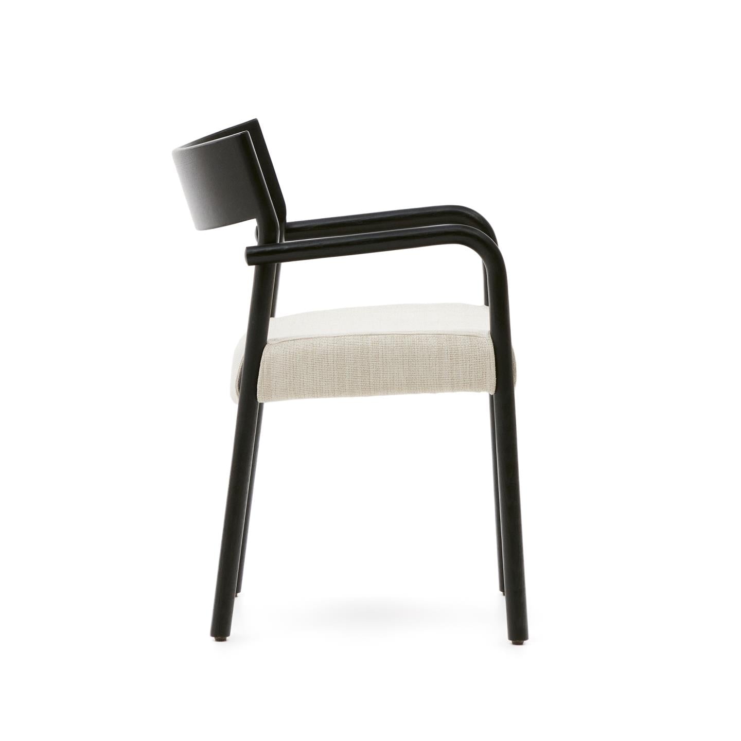 FALCONERA Stuhl beige Chenille mit schwarzer Eichenbasis