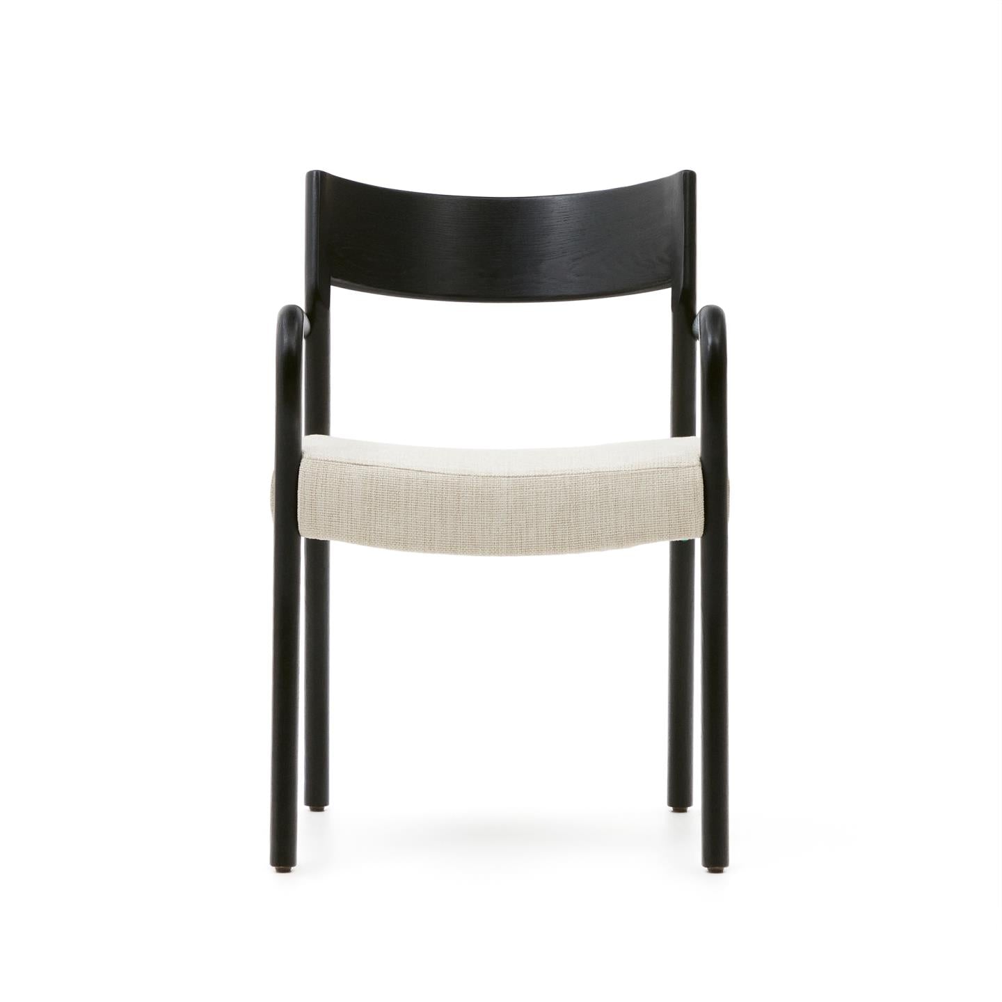 FALCONERA Stuhl beige Chenille mit schwarzer Eichenbasis