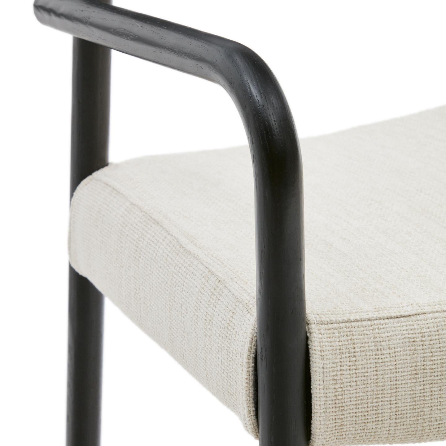 FALCONERA Stuhl beige Chenille mit schwarzer Eichenbasis