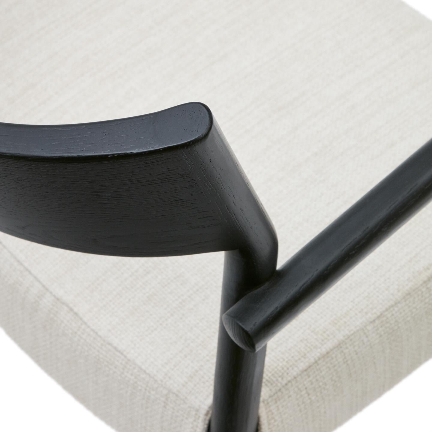 FALCONERA Stuhl beige Chenille mit schwarzer Eichenbasis