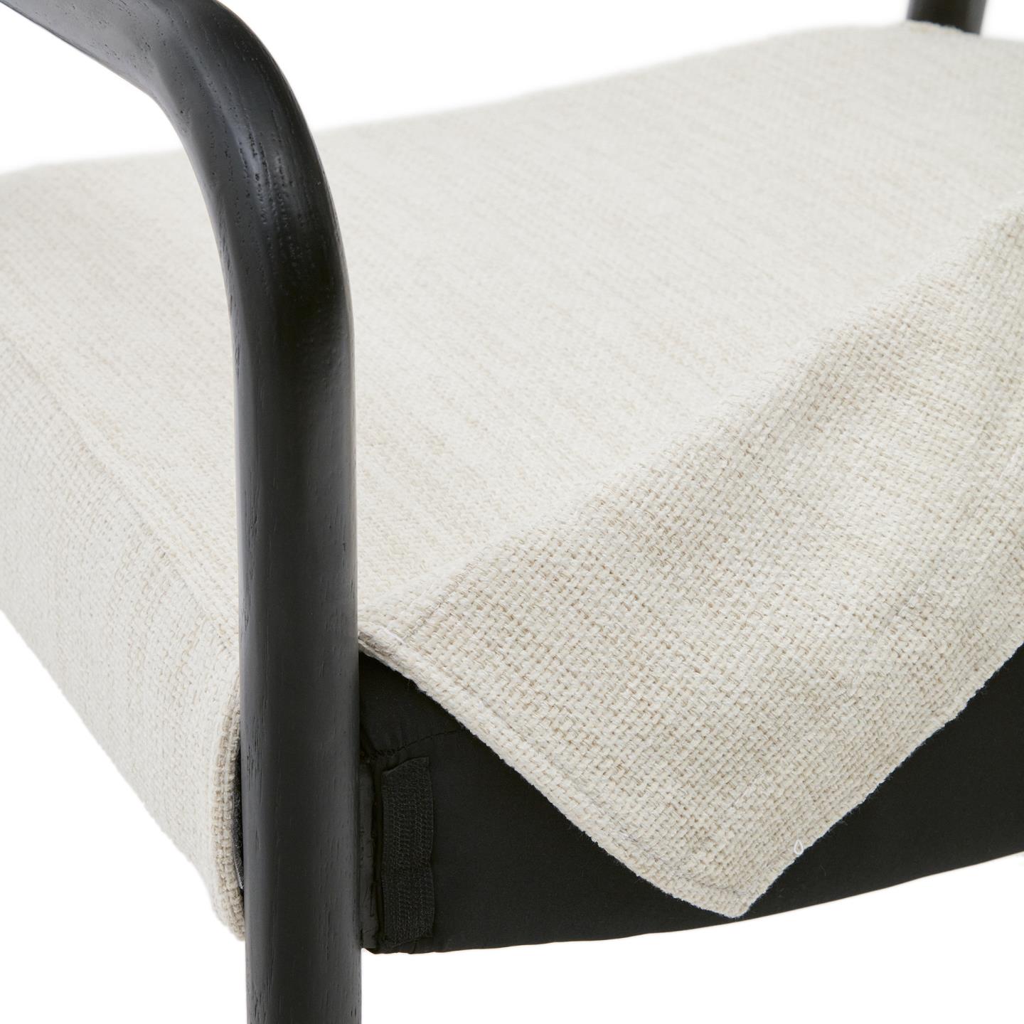 FALCONERA Stuhl beige Chenille mit schwarzer Eichenbasis