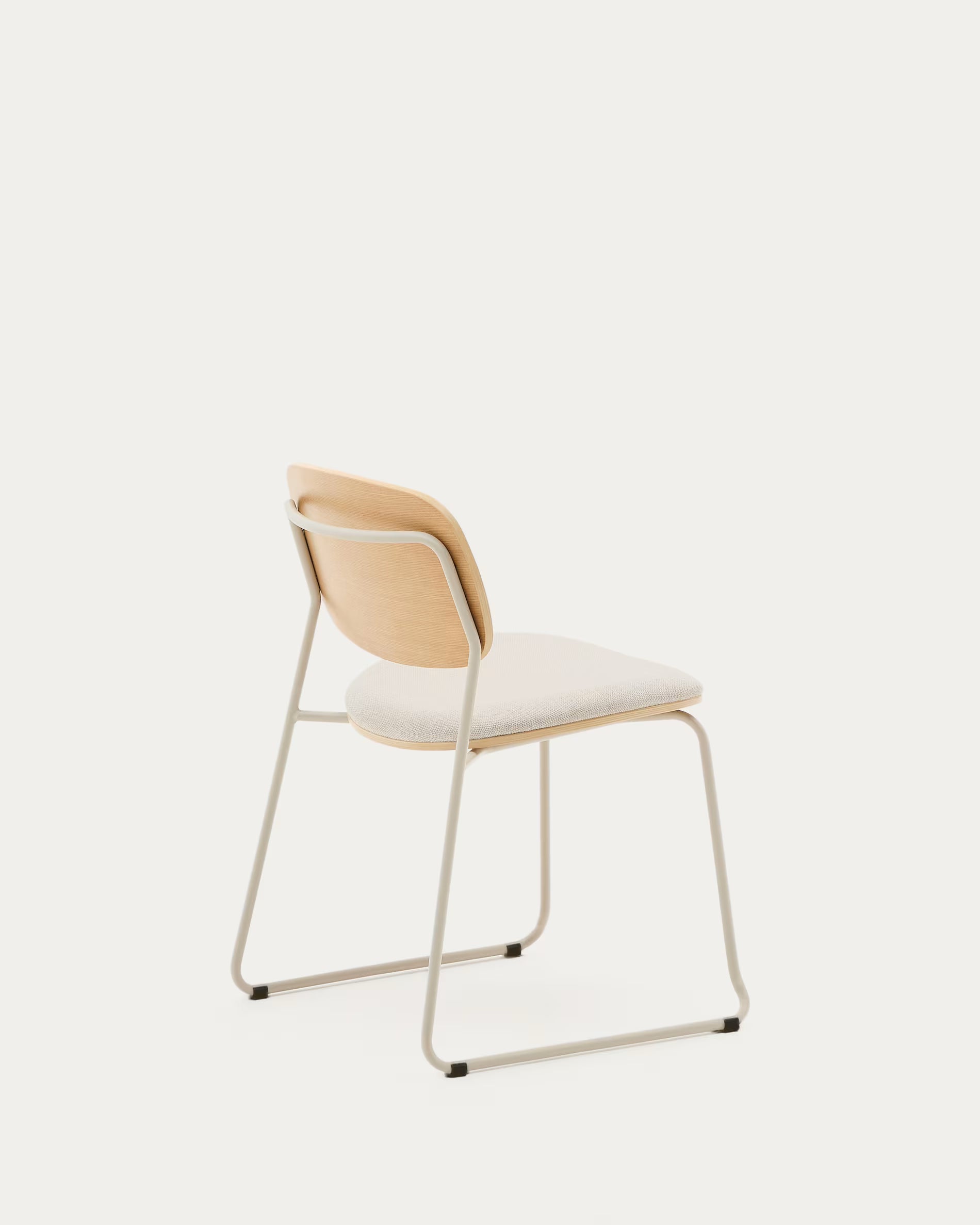 MELI Chair in Poplar Plywood with Beige Chenille Seat