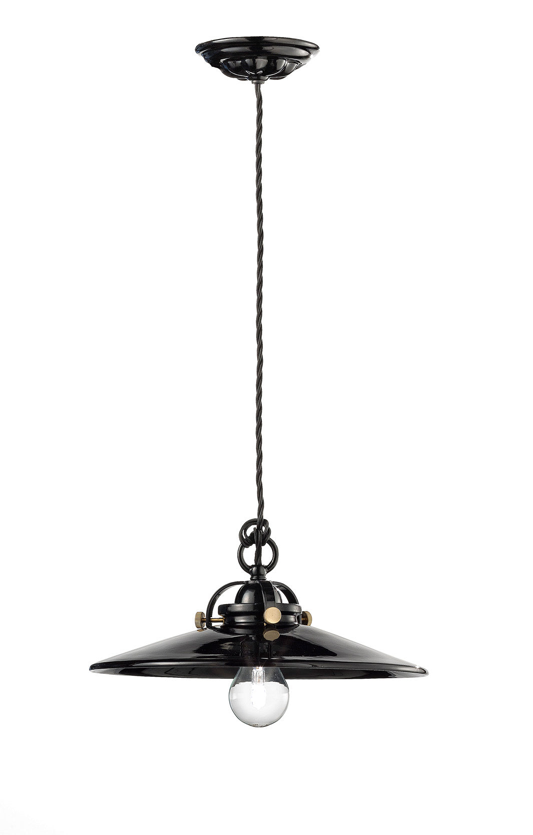 B&W black ceramic pendant lamp with brass finish
