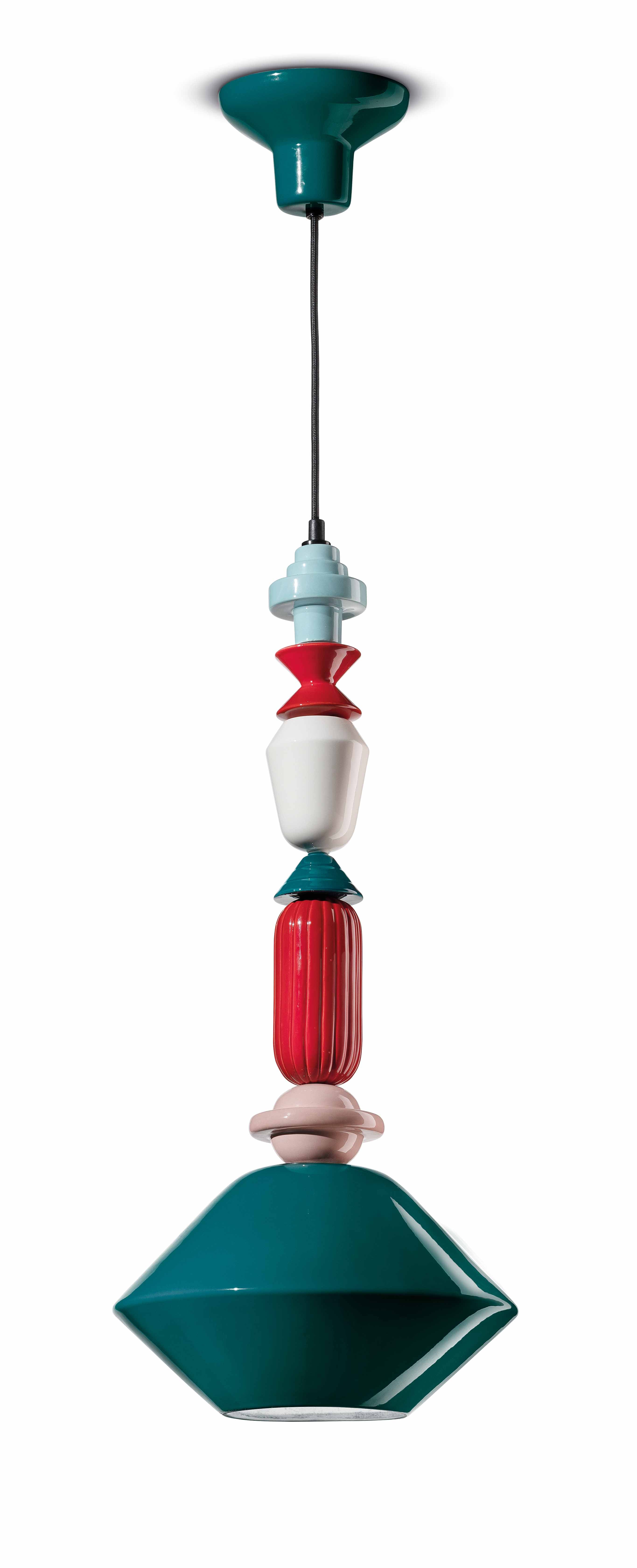 Keramik Hängelampe LARIAT blau petrol