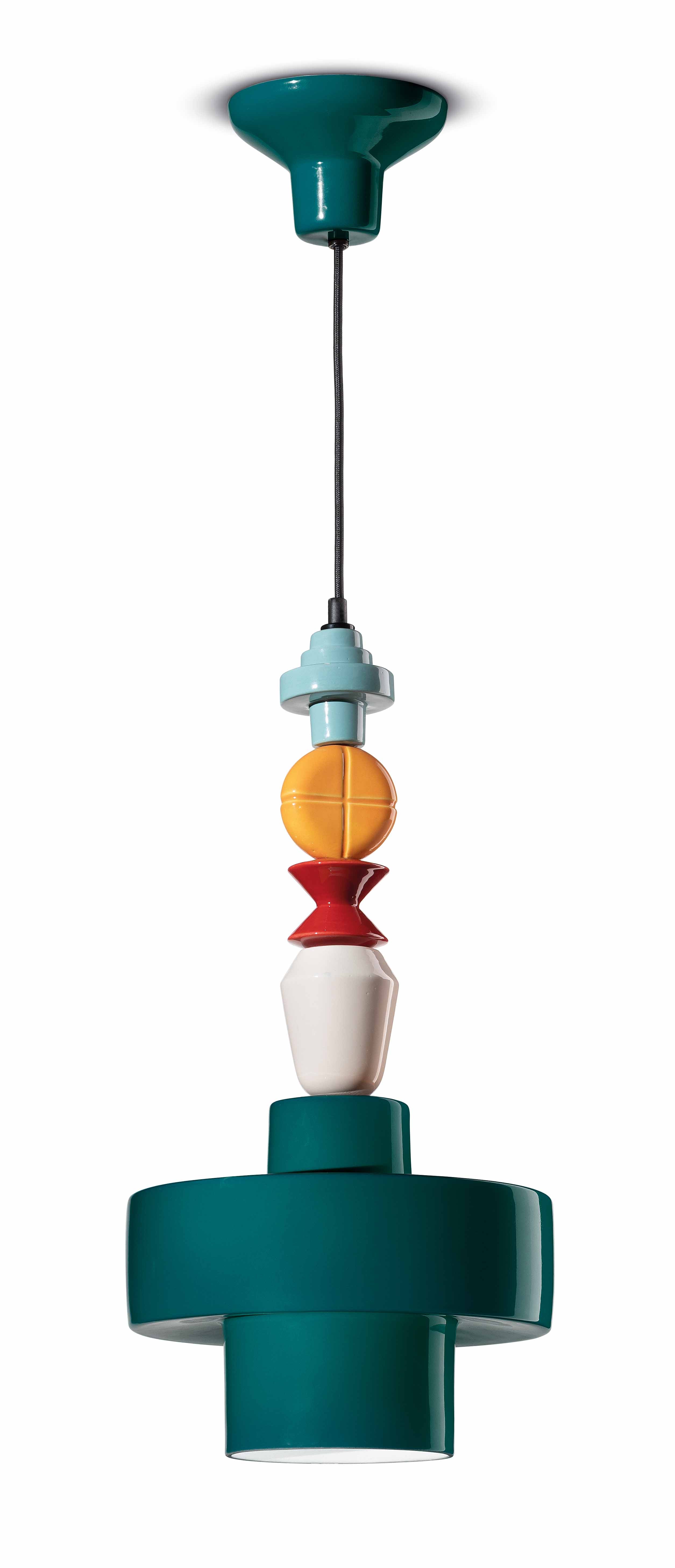 Keramik-Hängelampe LARIAT ROLL blau petrol