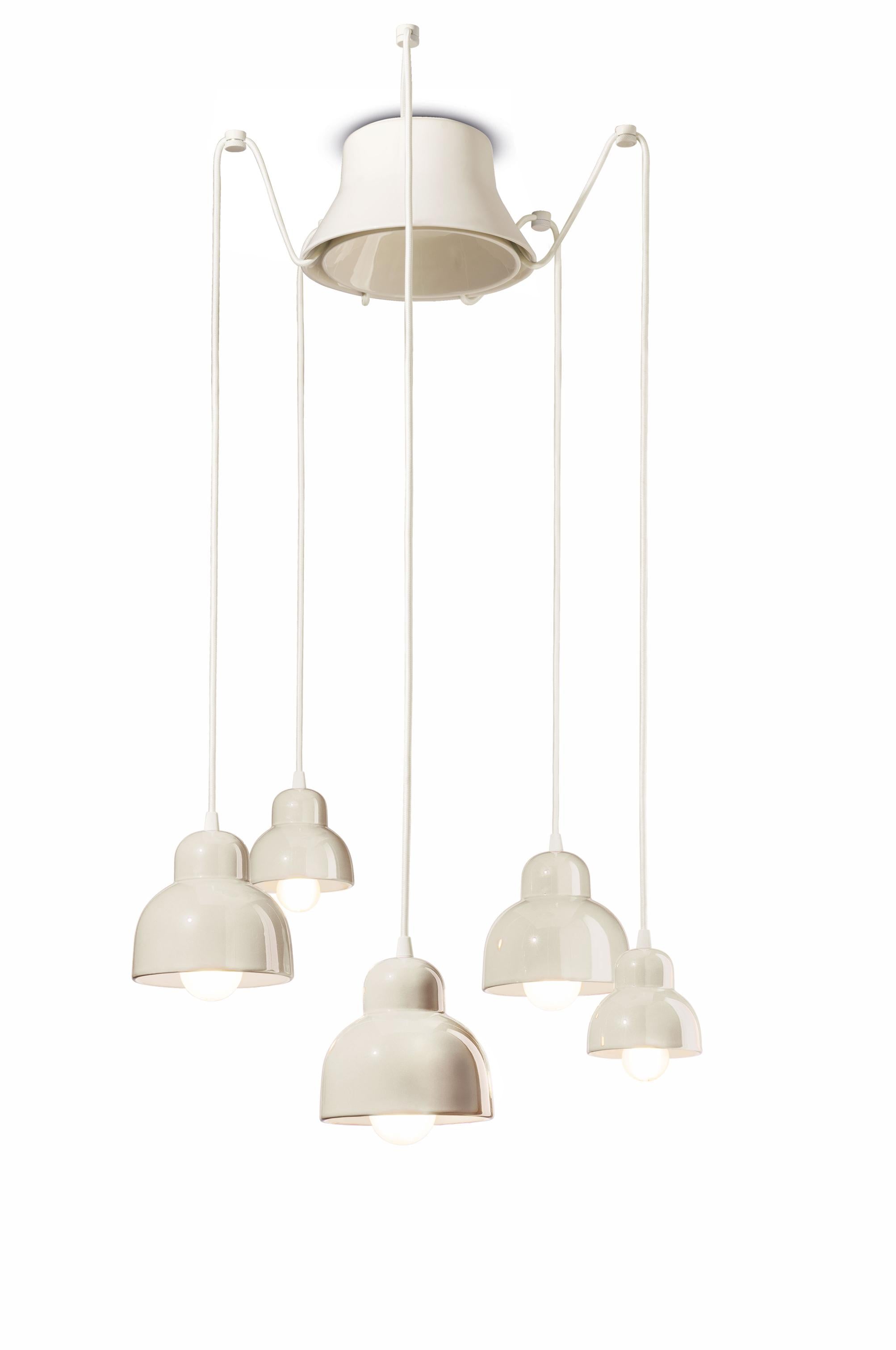 Keramischer Kronleuchter BERIMBAU creme