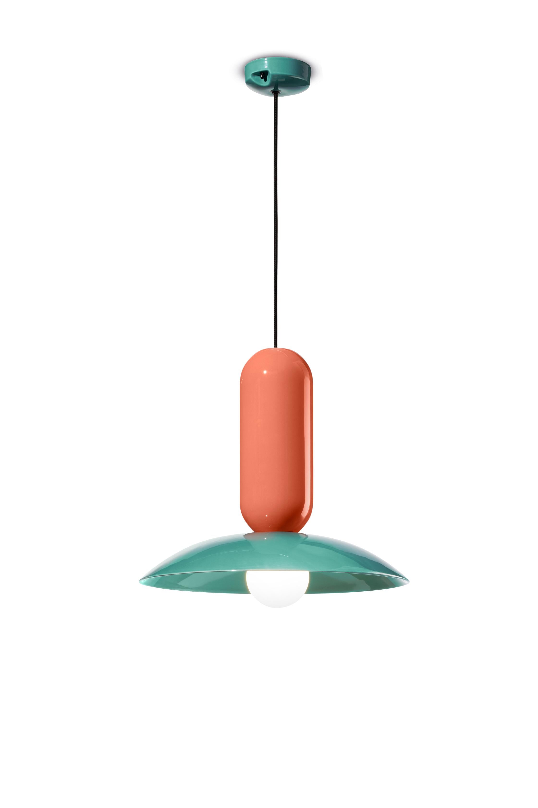 Keramik-Pendelleuchte PAU orange mit türkis