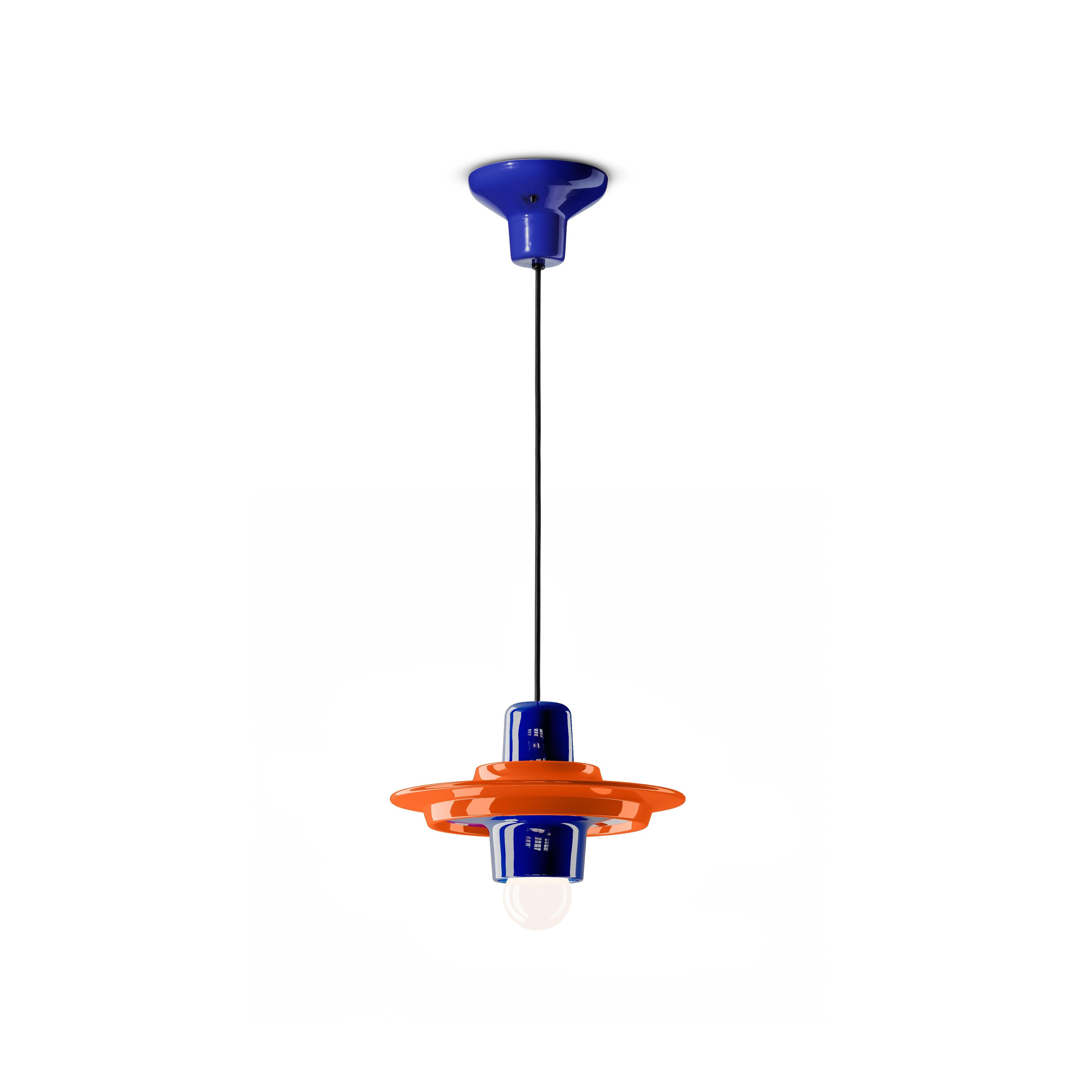 Keramik-Pendelleuchte VOILÀ orange mit Kobalt