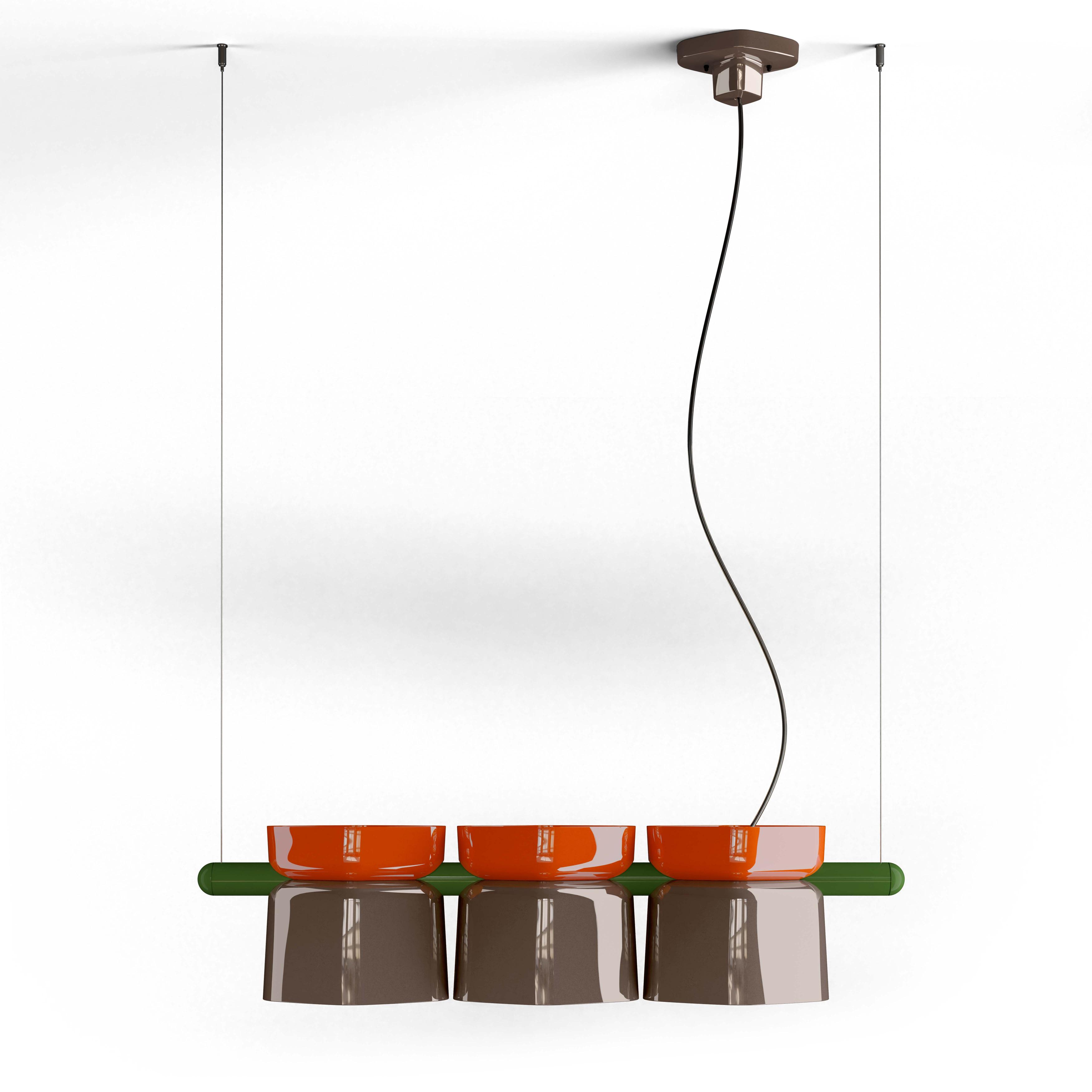 YAKITORI Mokka Keramik Pendelleuchte mit Orange und Salbeigrün