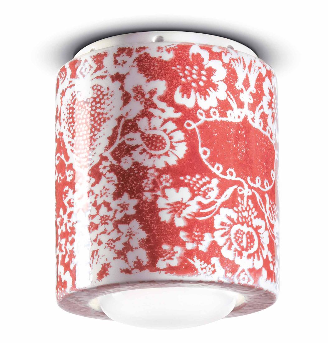 Ceramic spot lamp PI red flowers