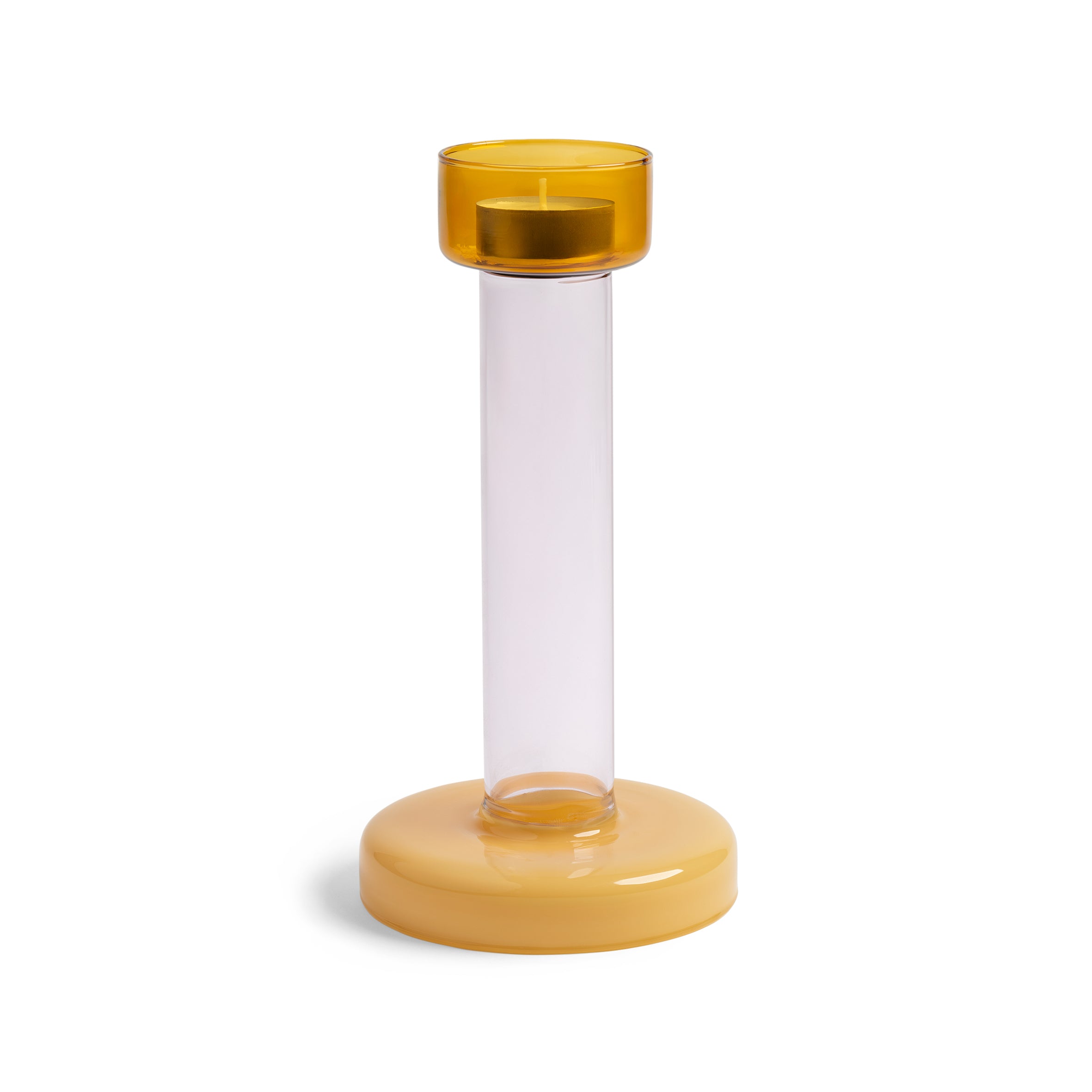 Yellow BOLE Tealight Candle Holder with Pink