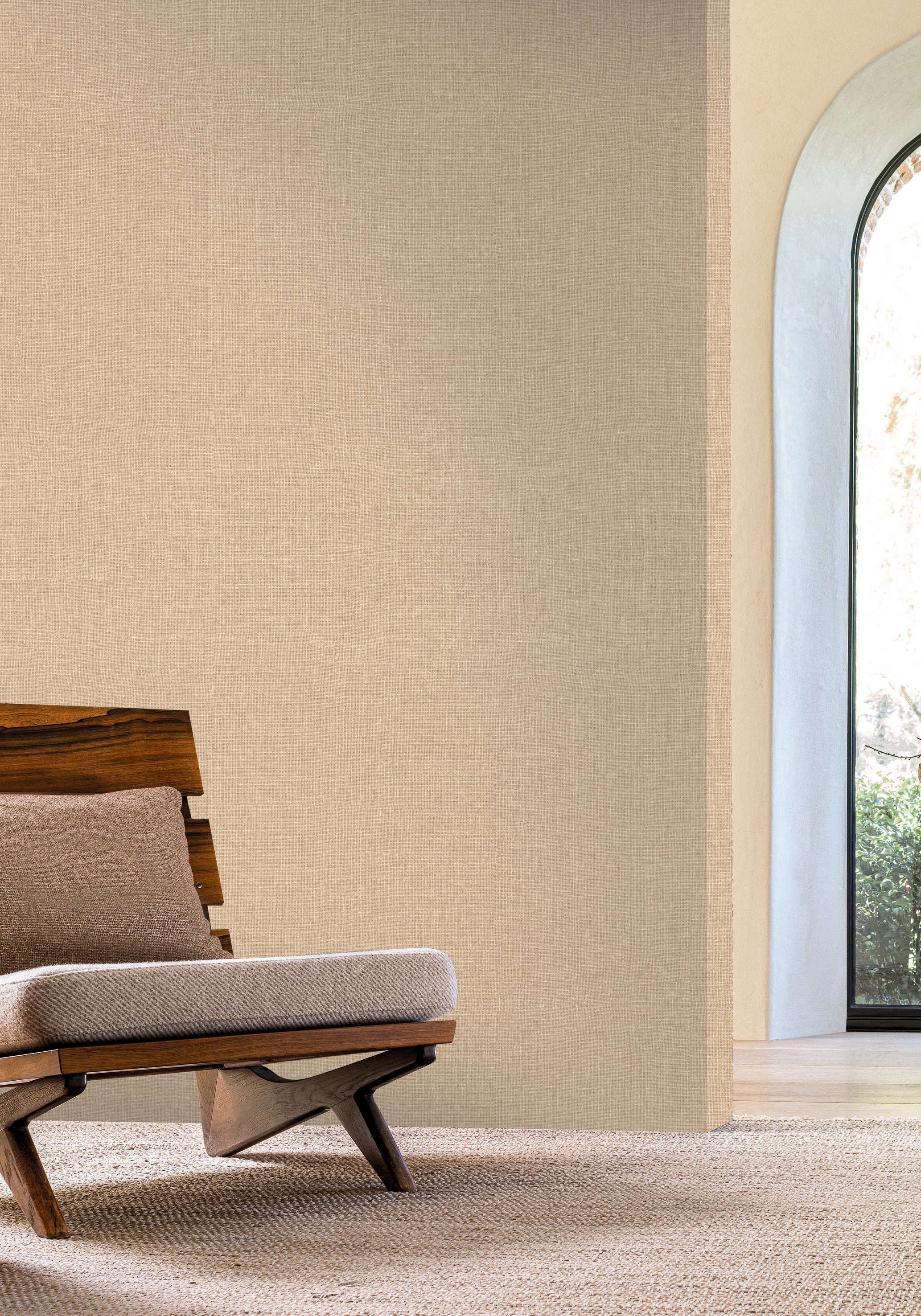 Strukturierte Tapete, die Leinwand imitiert - LIENZO - Travertin Beige