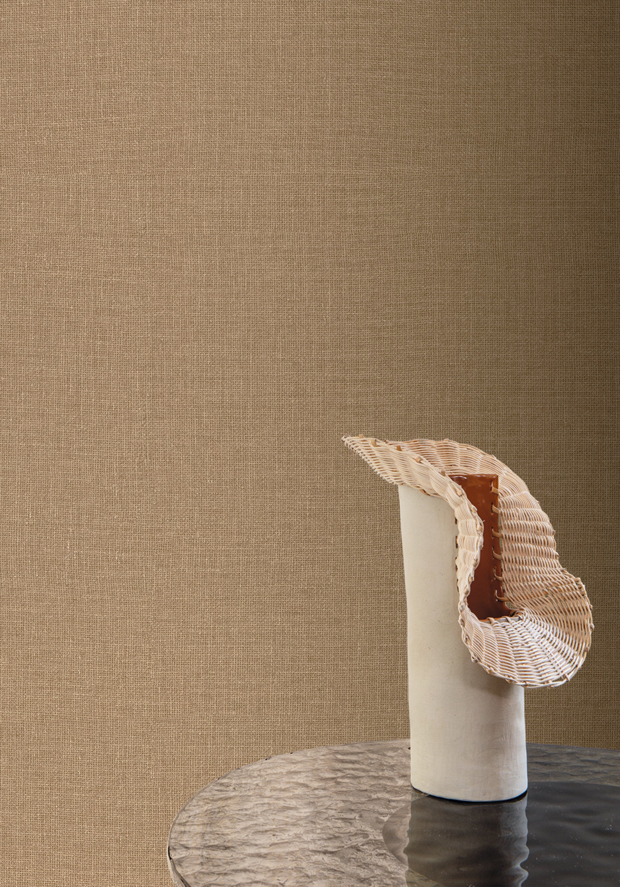 Structural vinyl wallpaper imitating jute LIENZO - GRÈS gray