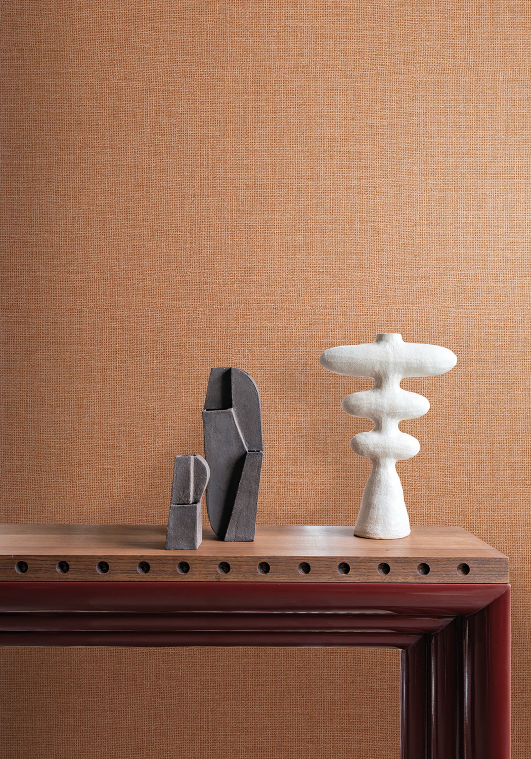 Structural vinyl wallpaper imitating jute LIENZO - CACTUS cactus