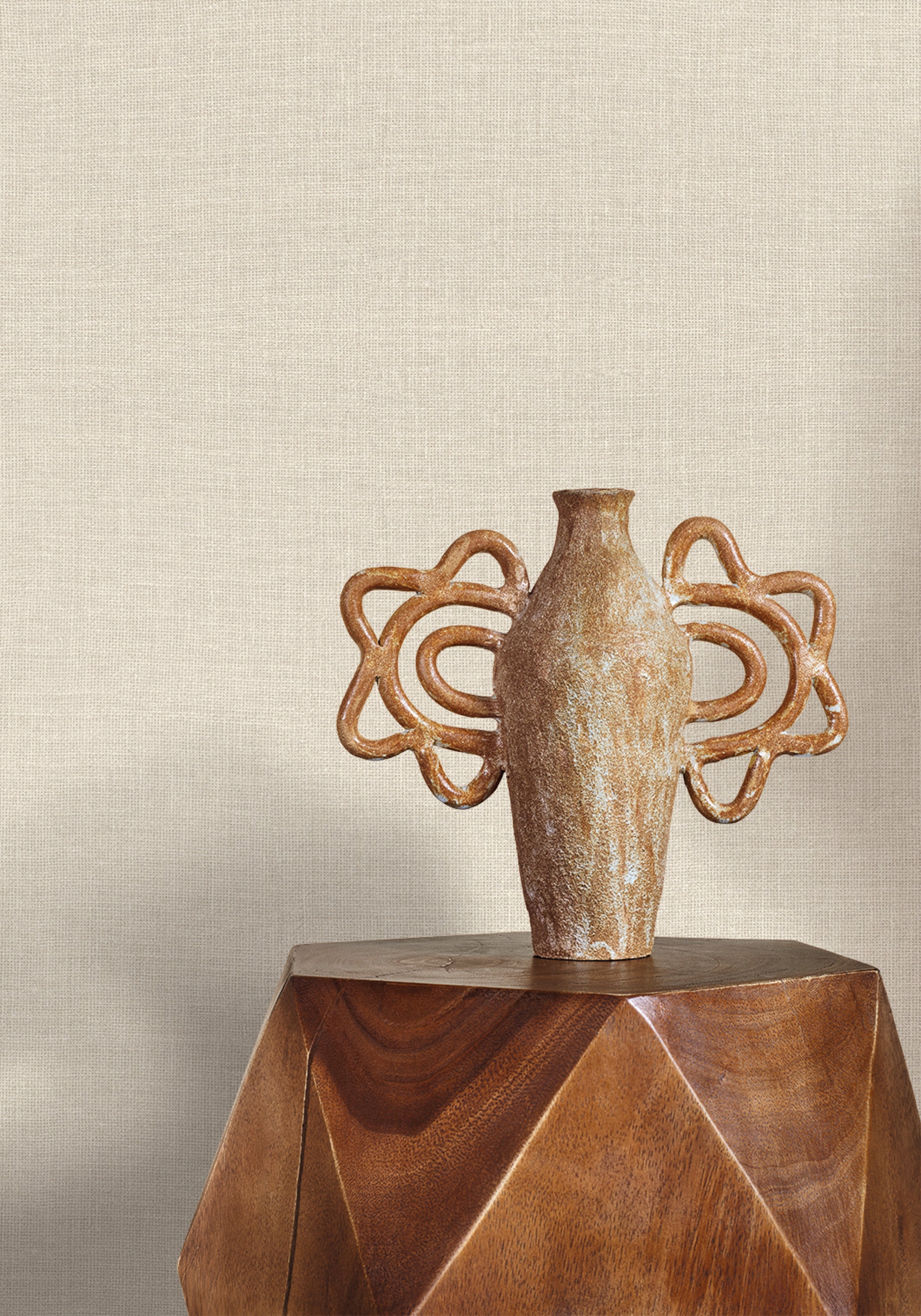 Strukturierte Vinyltapete, die Jute imitiert LIENZO - IVORY Elfenbein