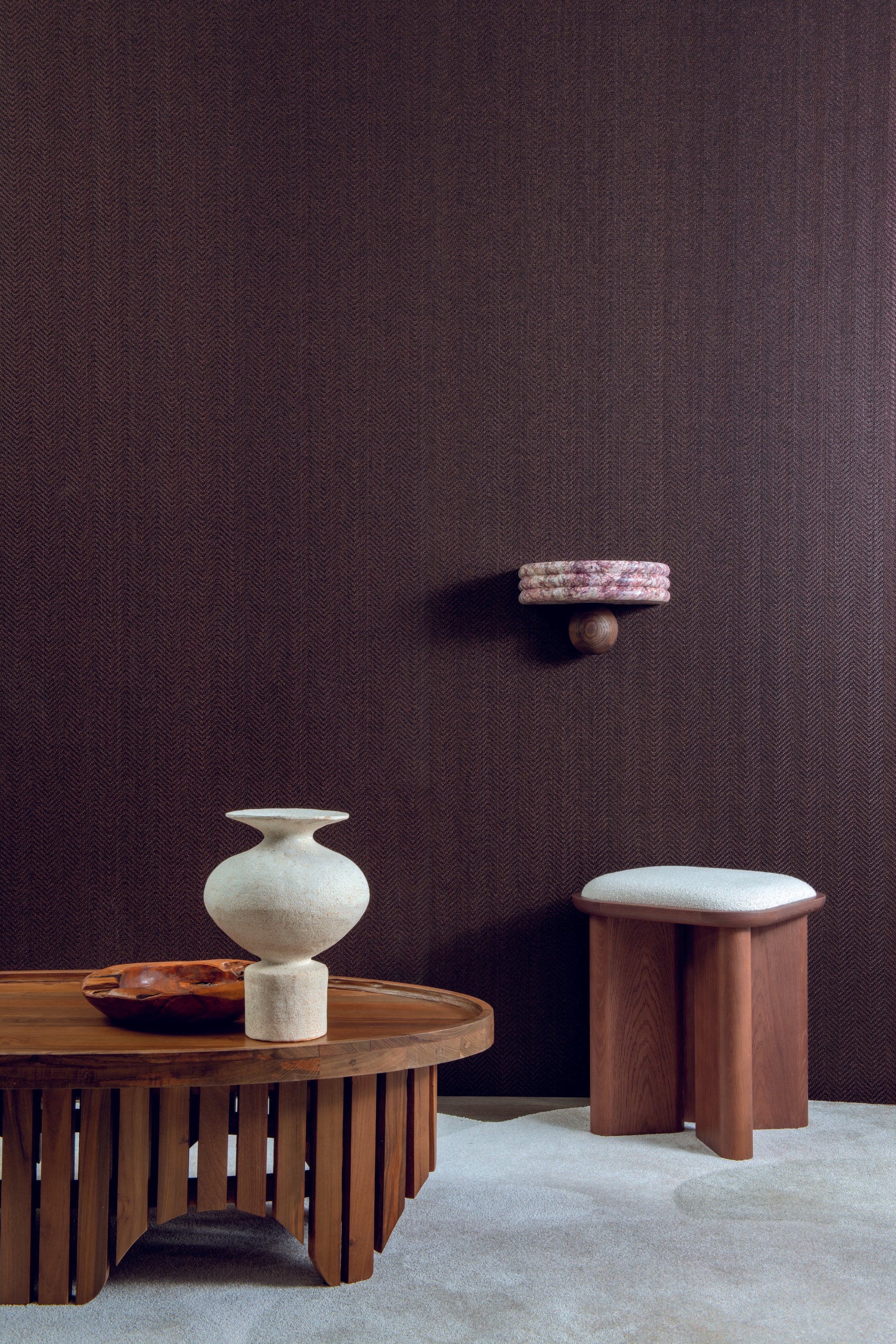 Strukturpapier-Tapete, die Raphia imitiert KASANE - IVORY Elfenbein