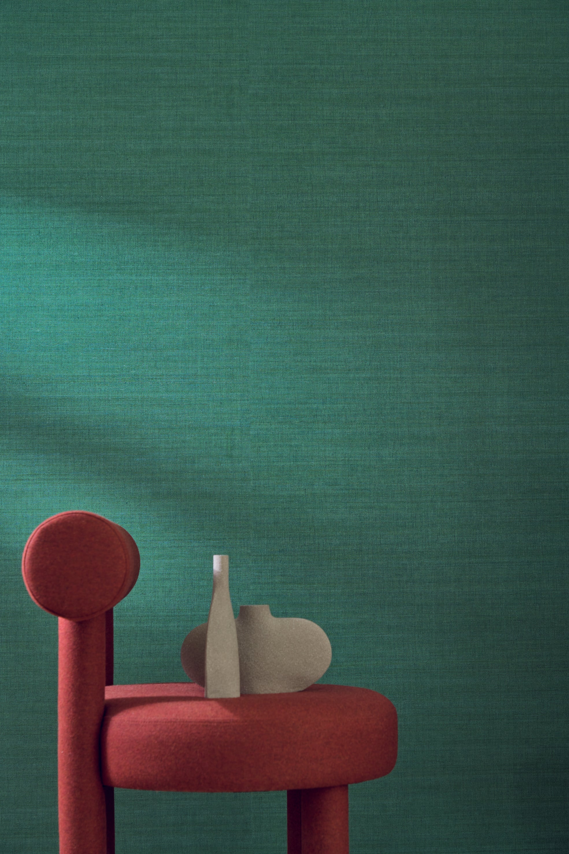 Tapete, die Stoff SORA - IVOIRE imitiert