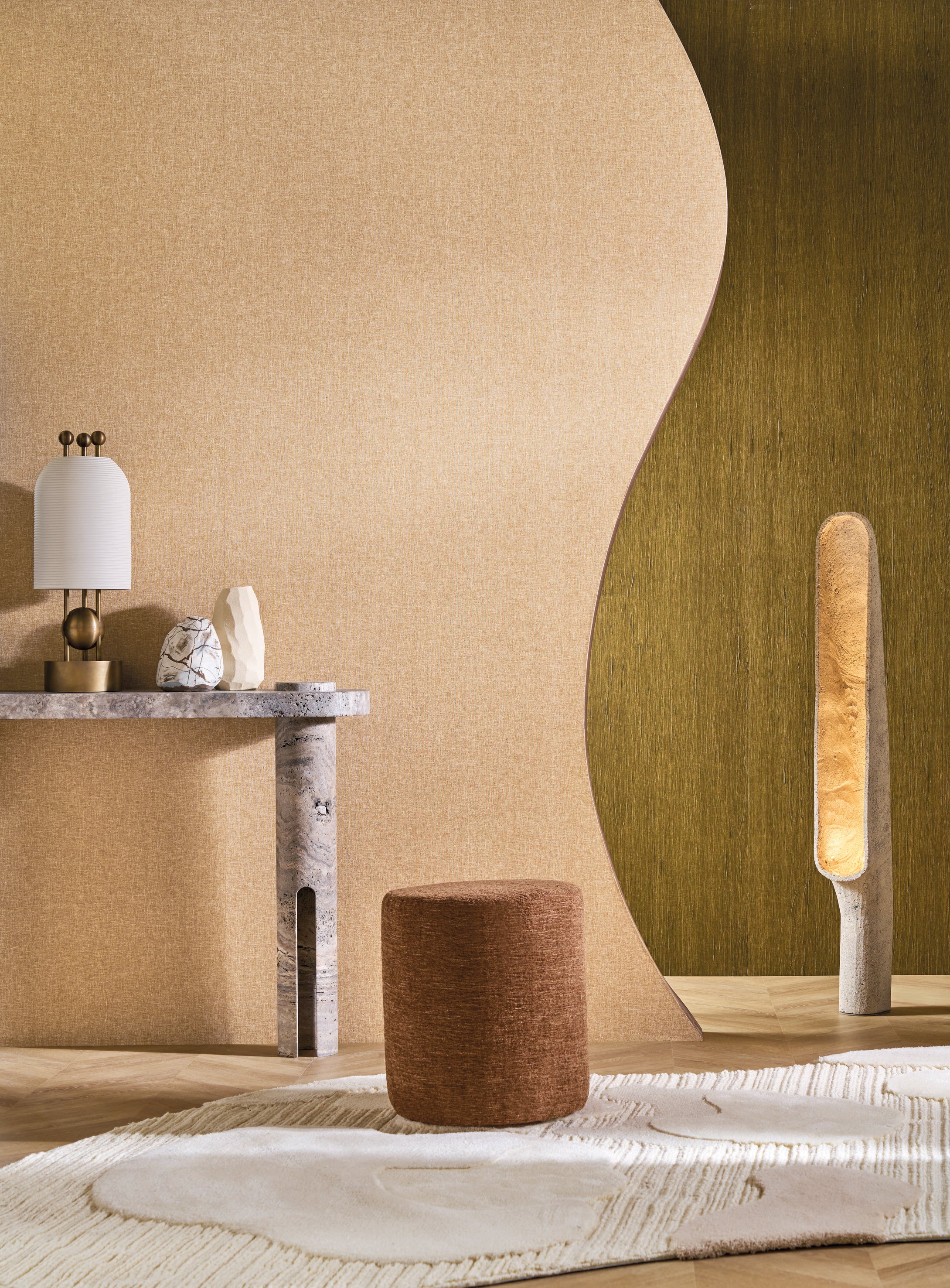 Non-woven textile wallpaper LINCOTEA - OCRE golden beige