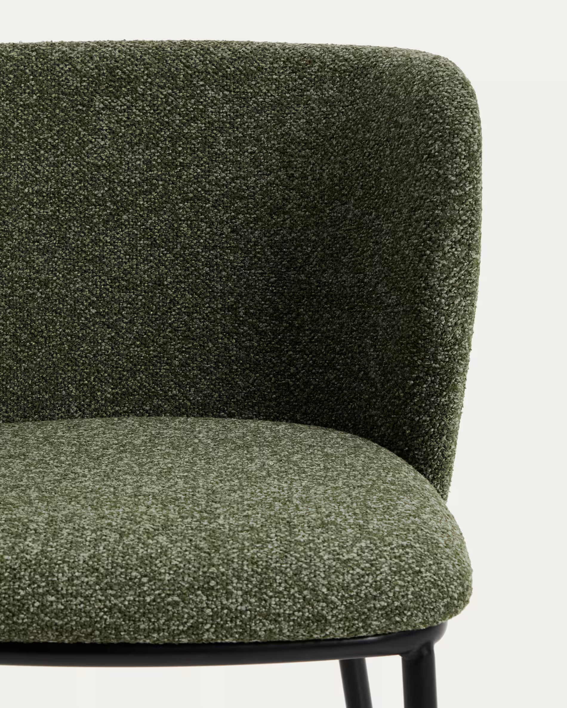 Bar Stool CISELIA Dark Green Chenille with Black Base