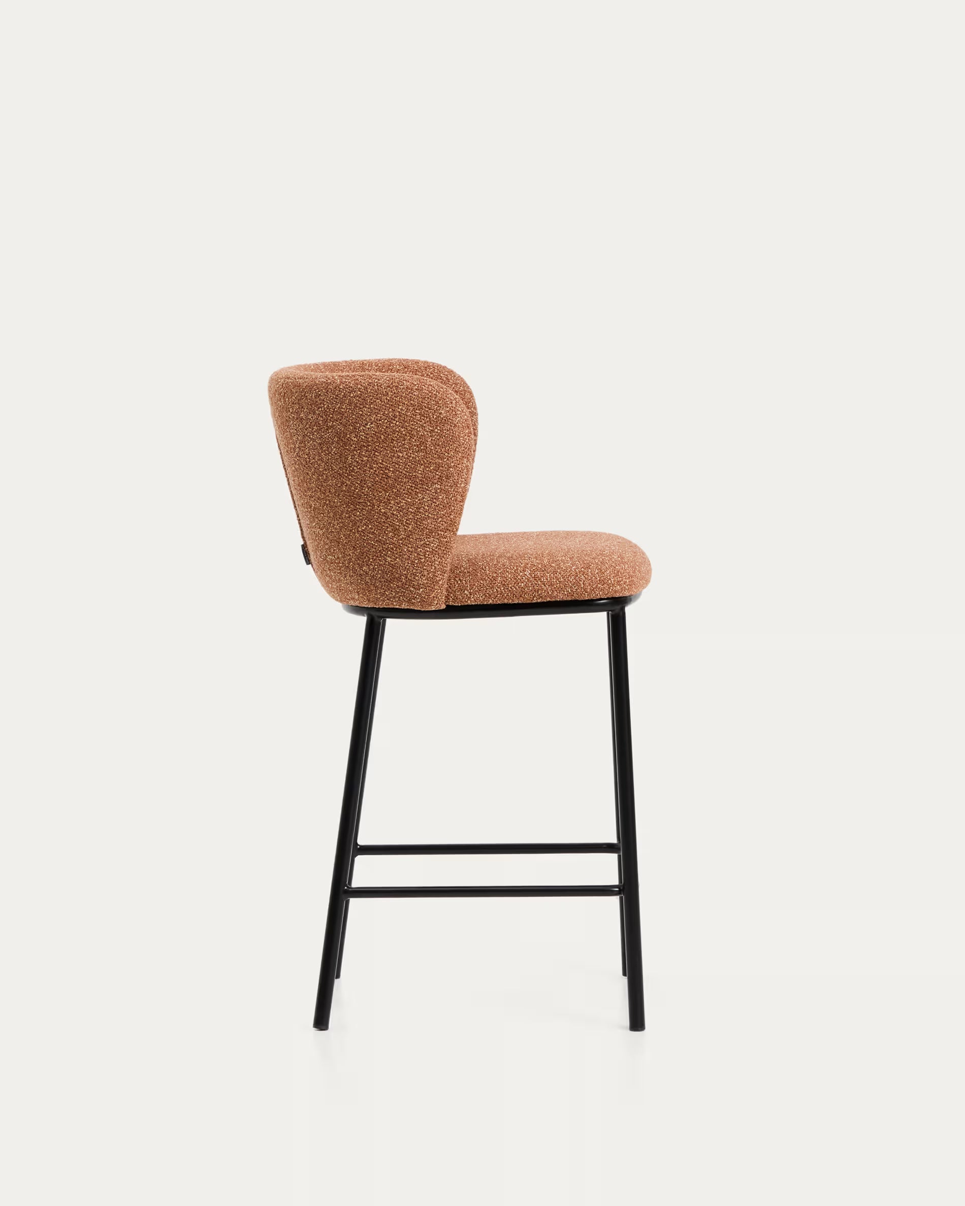 Bar stool CISELIA brick chenille with black base