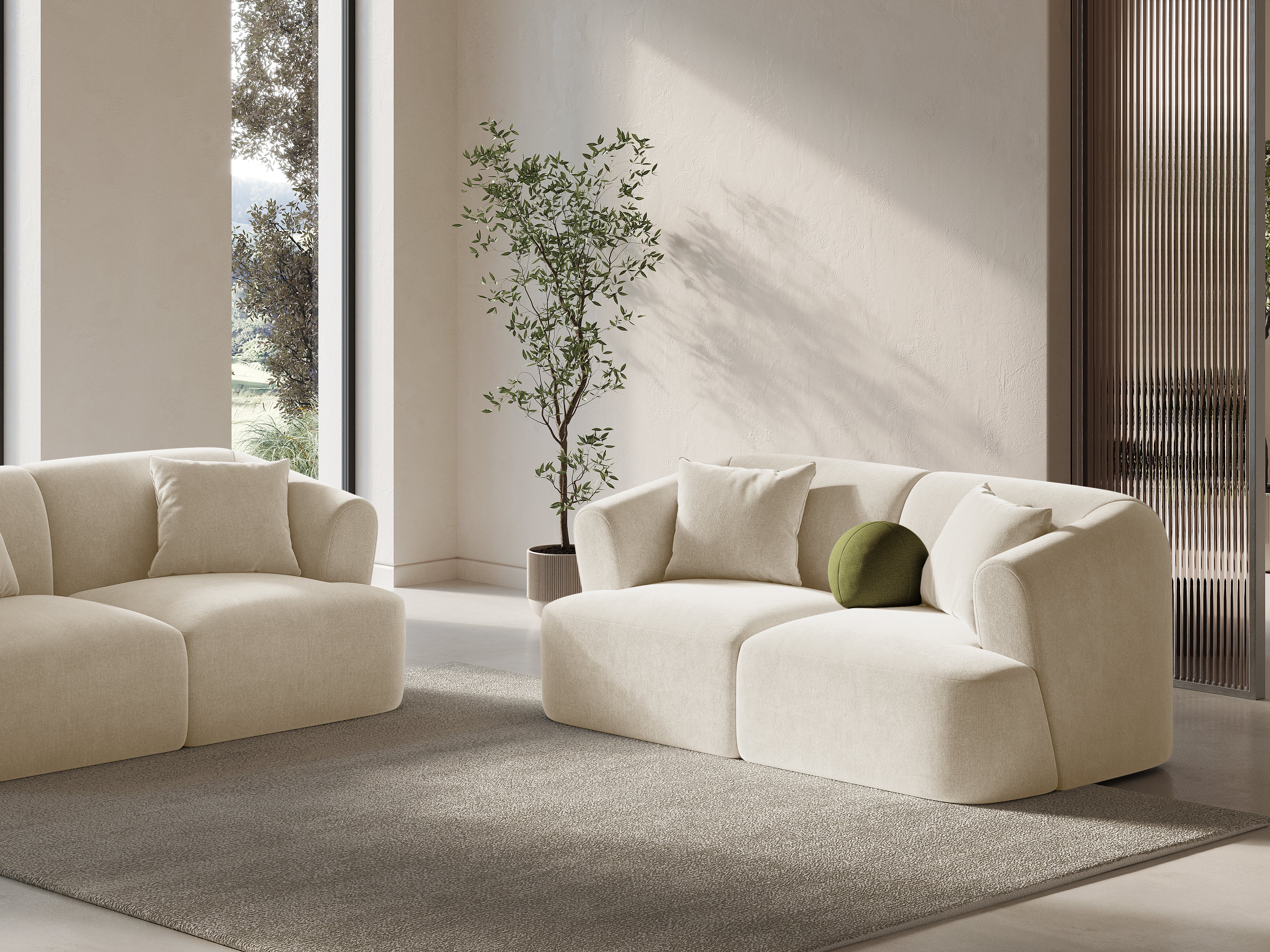 Sofa aus Samt 2-sitzig CAMPI hellbeige