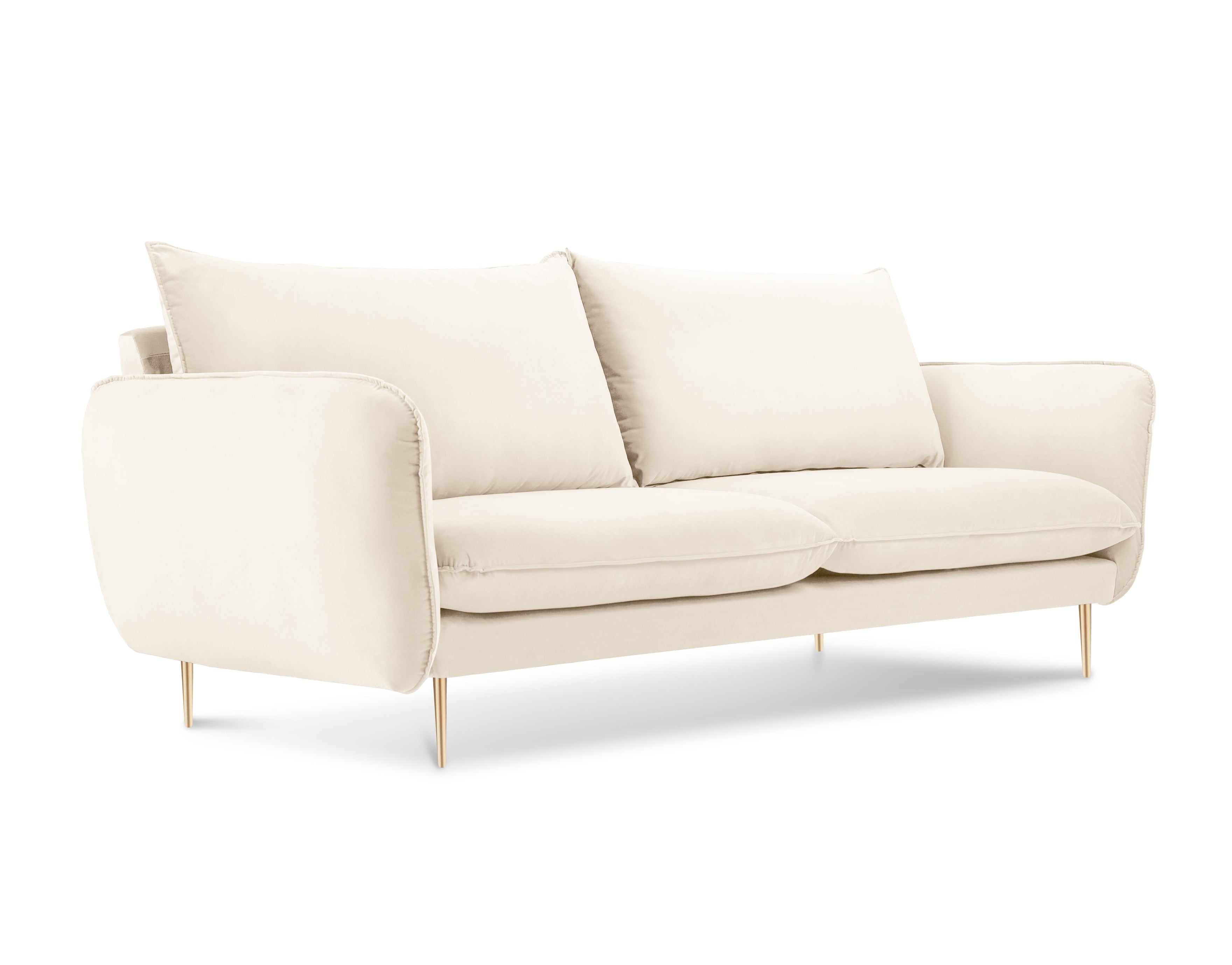 Velvet 2-seater Sofa VIENNA beige with gold base