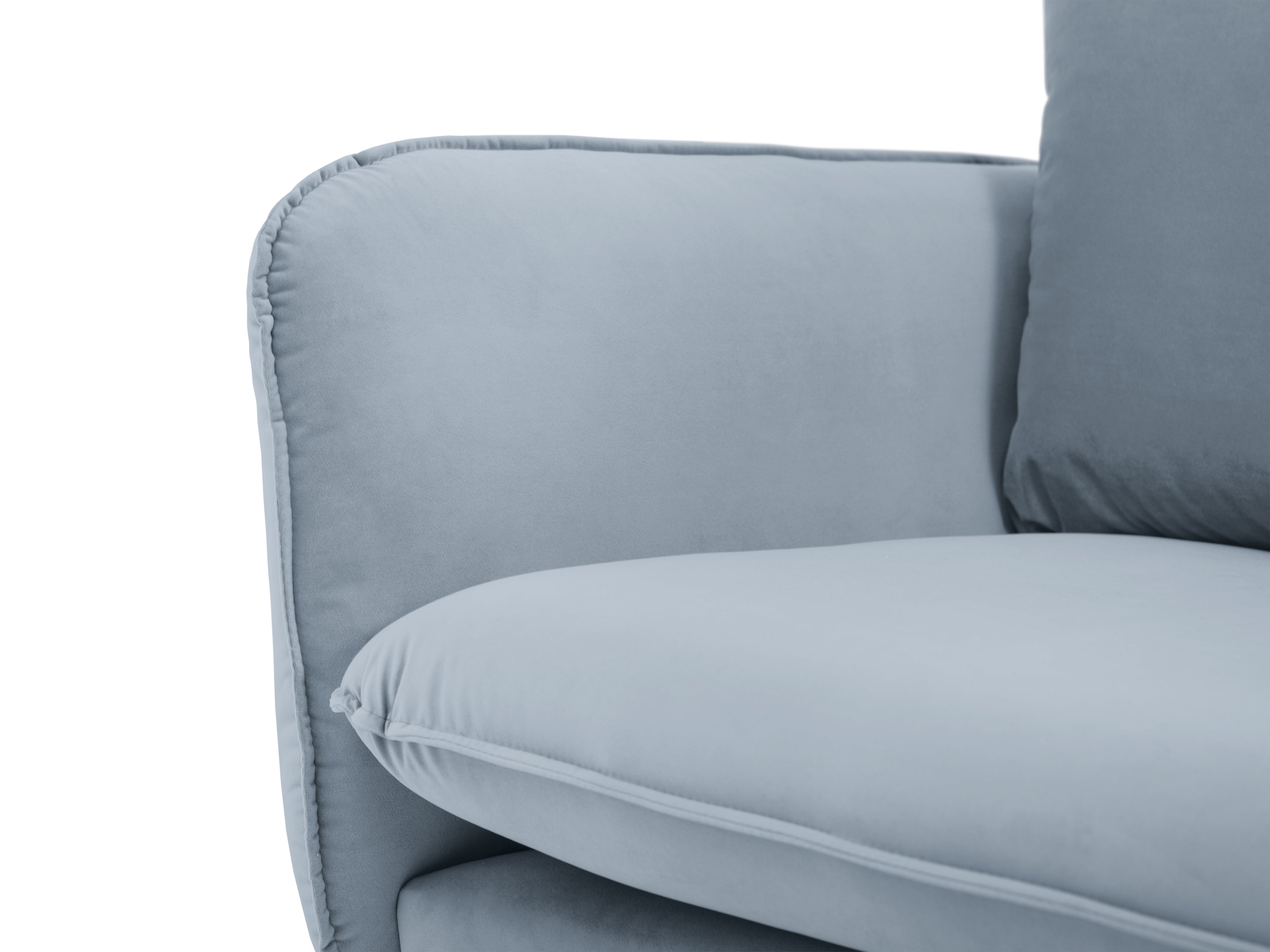 Velvet 2-seater Sofa VIENNA light blue with a gold base