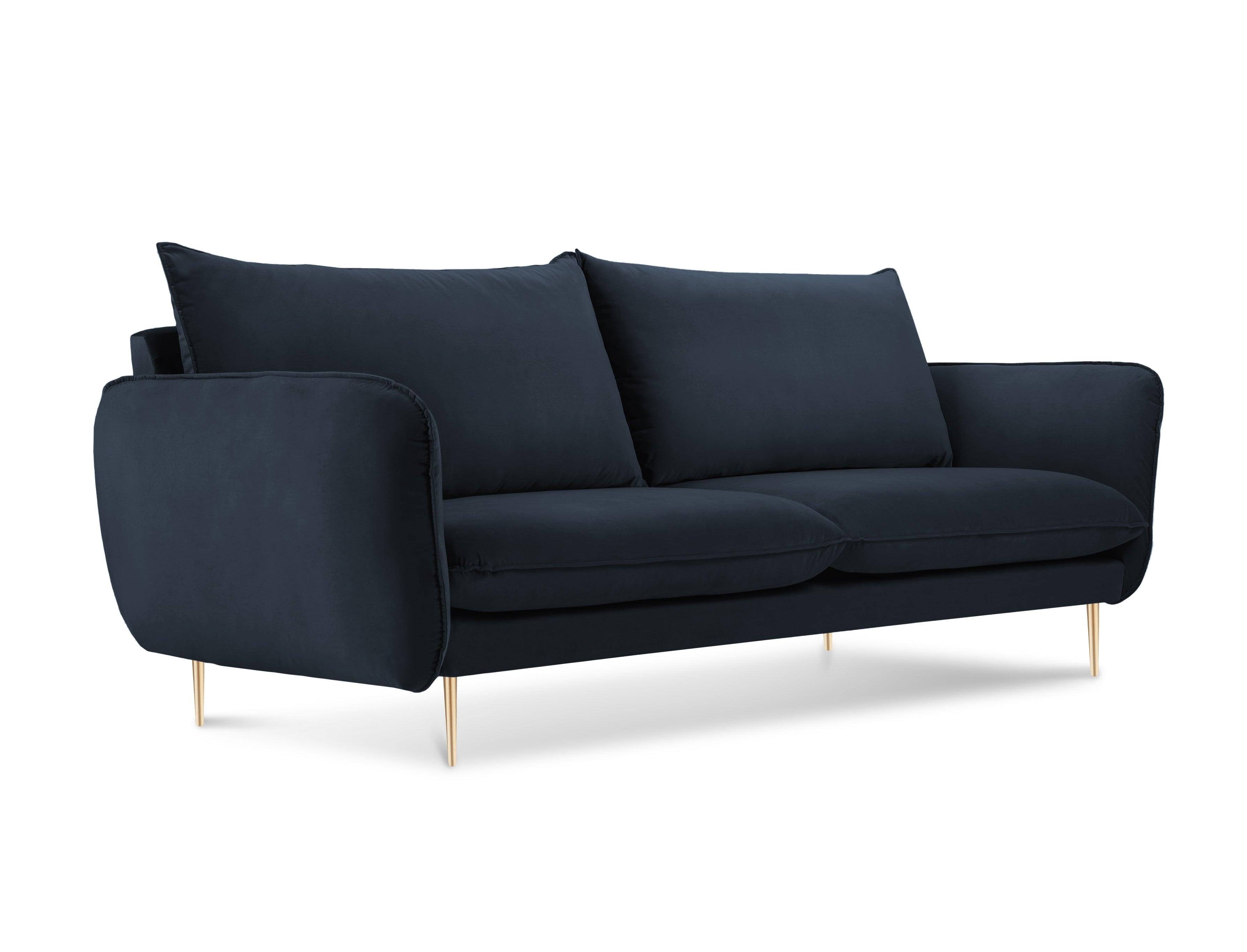 Velvet 2-seater Sofa VIENNA dark blue with gold base