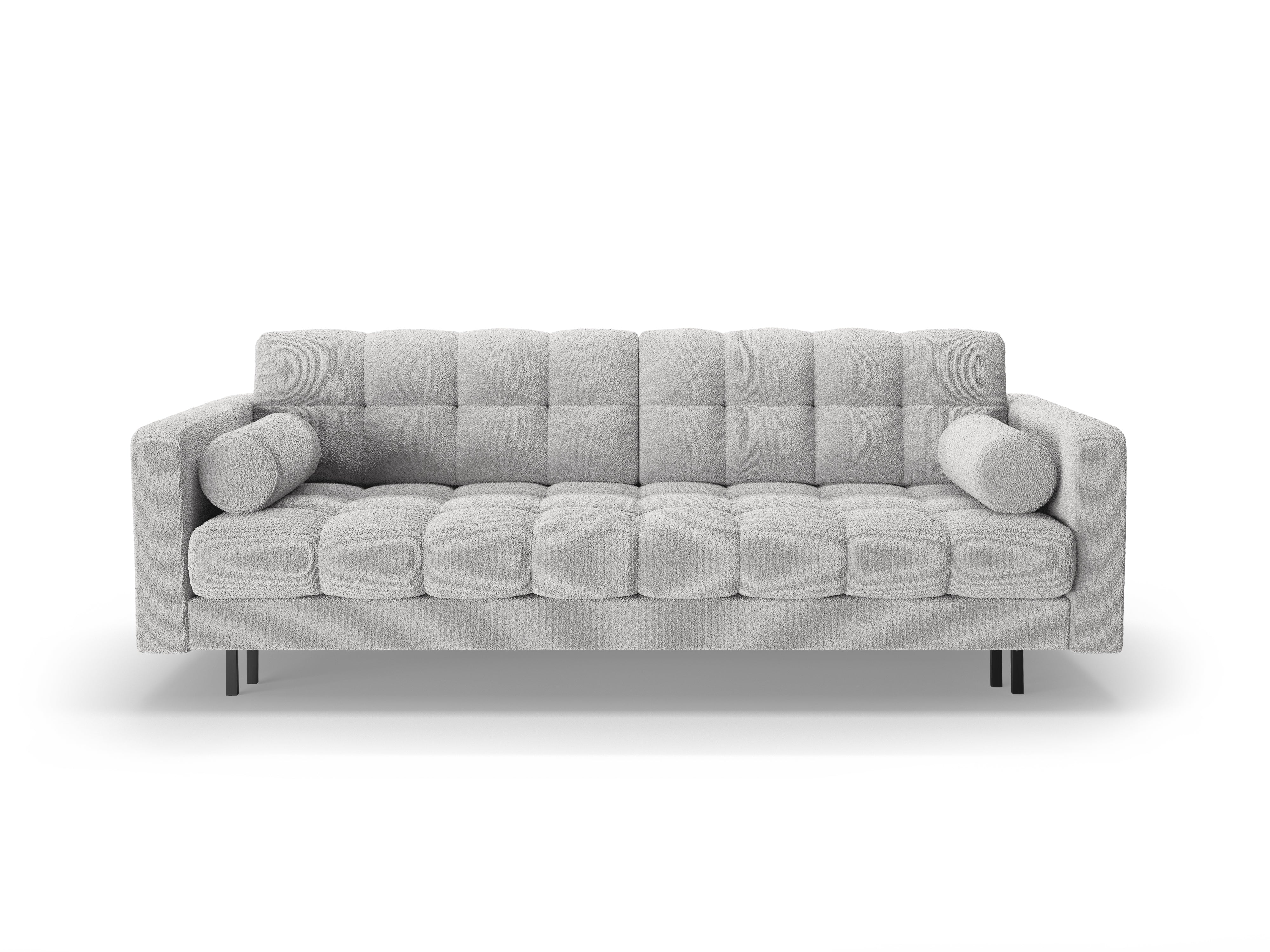 3-Sitzer-Sofa mit Schlaffunktion BALI hellgraues Bouclé mit schwarzem Untergestell