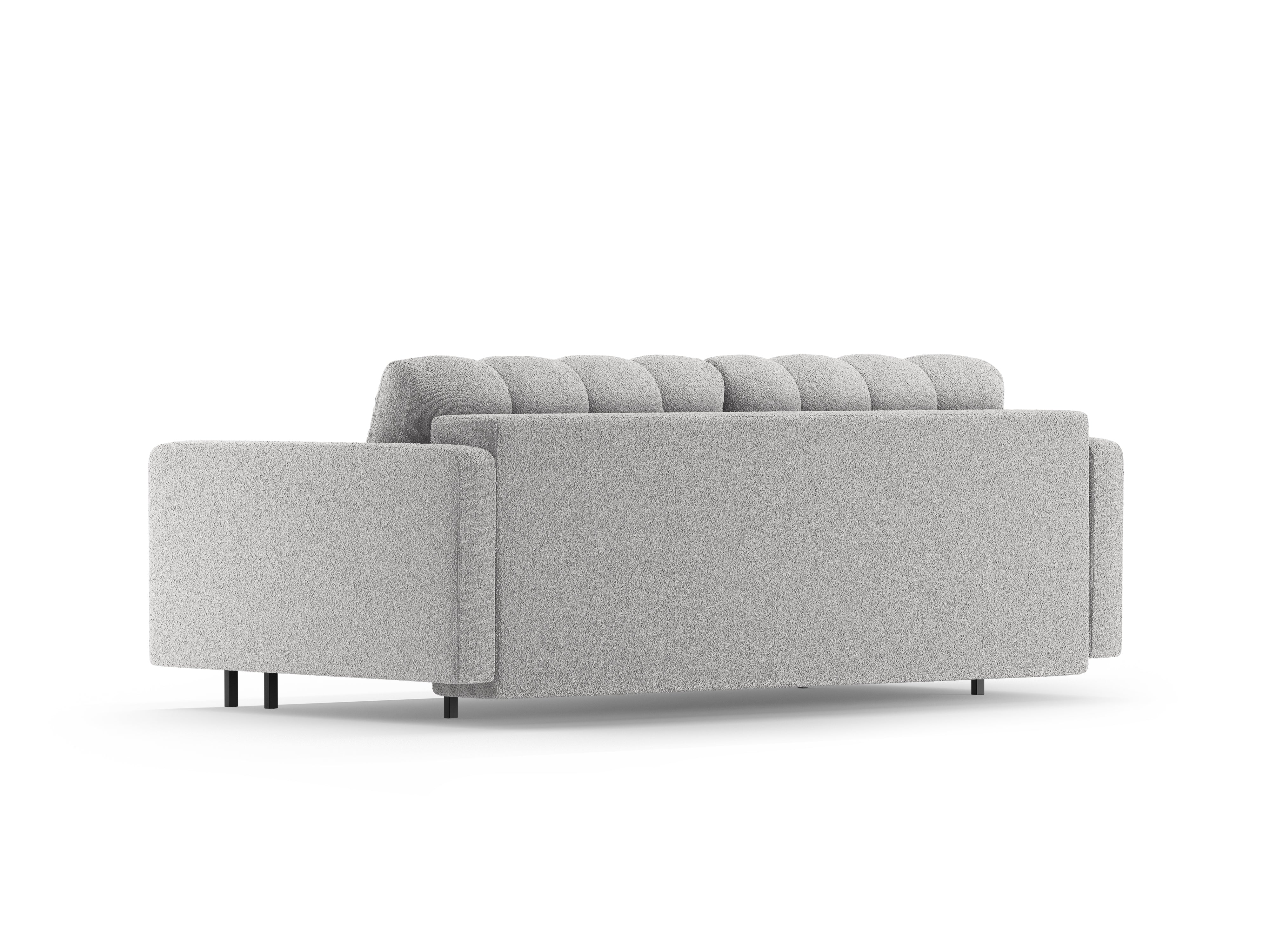3-Sitzer-Sofa mit Schlaffunktion BALI hellgraues Bouclé mit schwarzem Untergestell