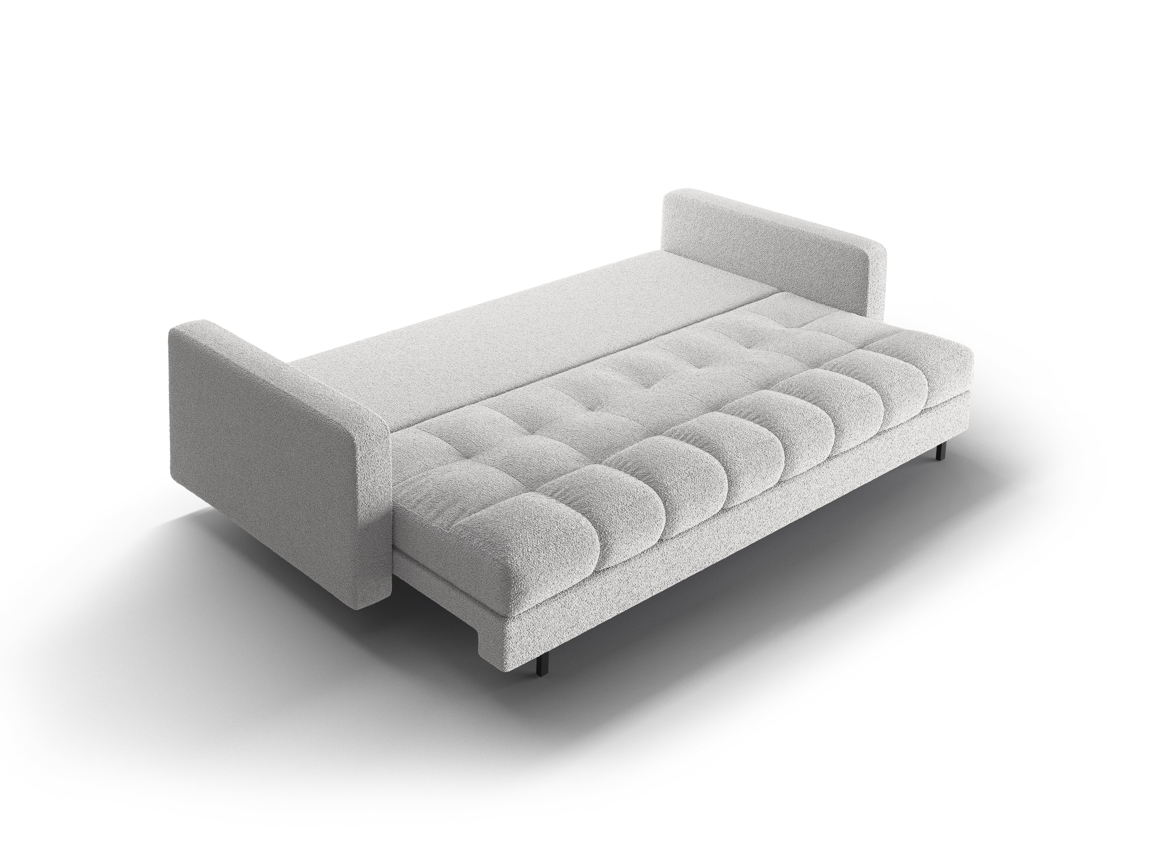 3-Sitzer-Sofa mit Schlaffunktion BALI hellgraues Bouclé mit schwarzem Untergestell