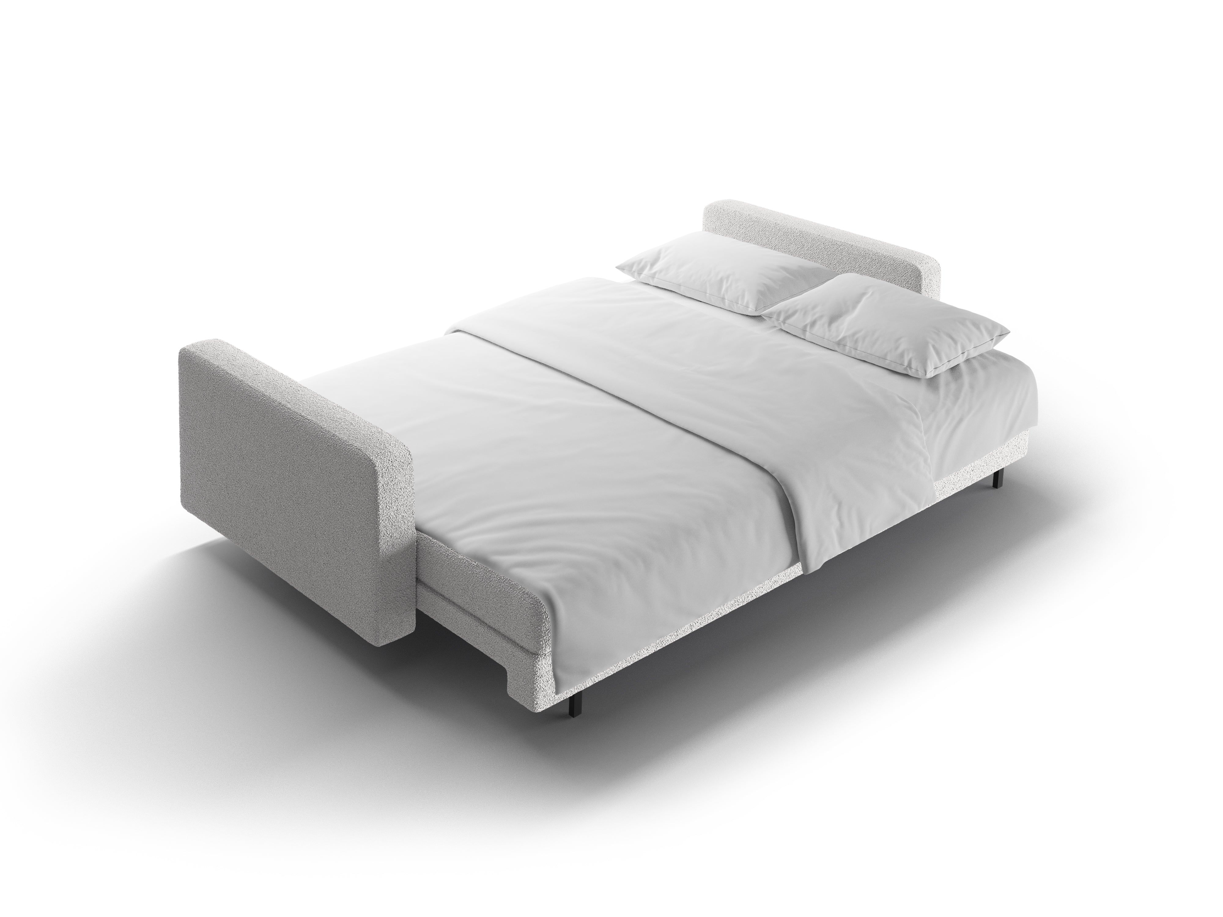 3-Sitzer-Sofa mit Schlaffunktion BALI hellgraues Bouclé mit schwarzem Untergestell