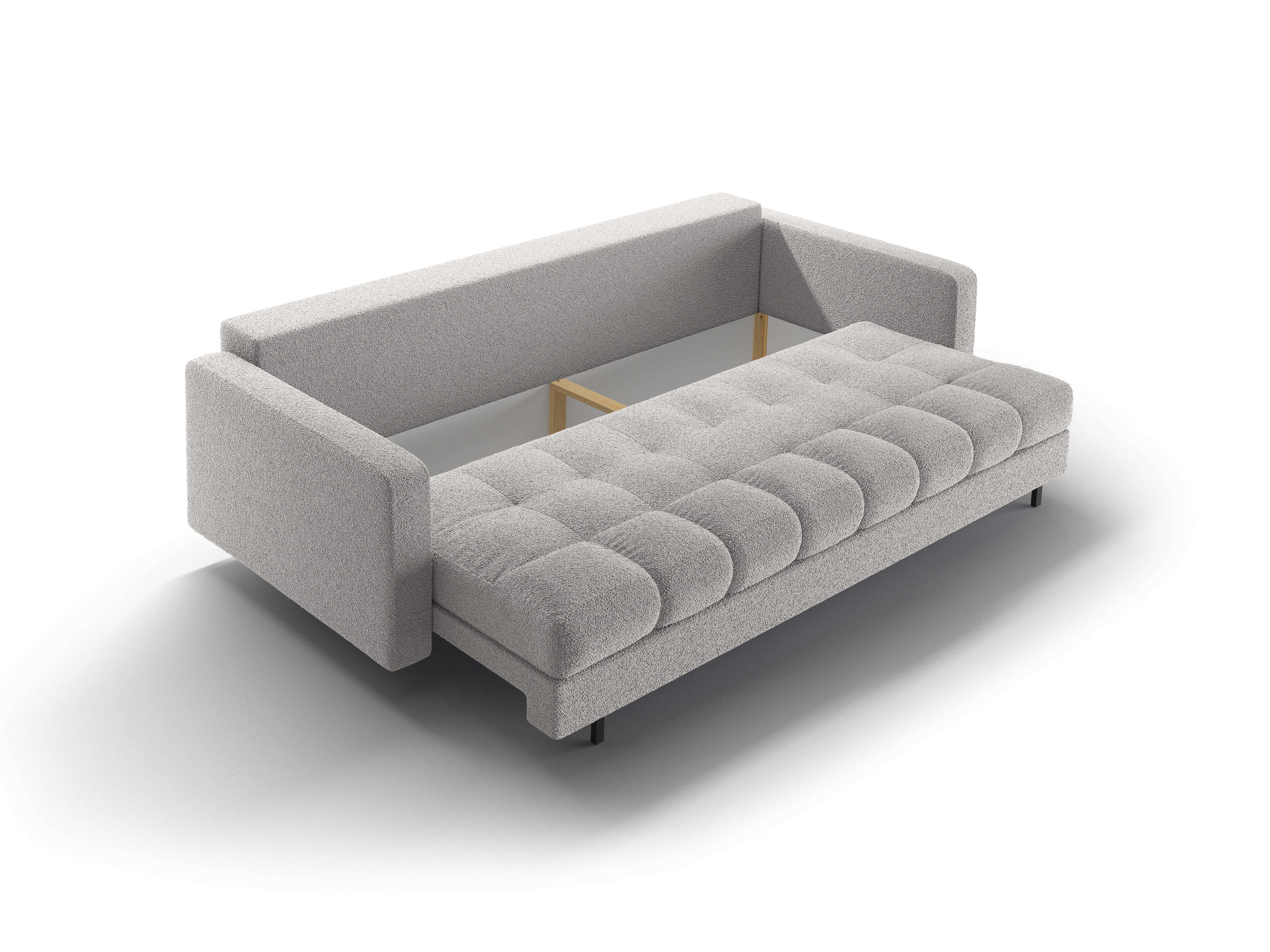 3-Sitzer-Sofa mit Schlaffunktion BALI hellgraues Bouclé mit schwarzem Untergestell