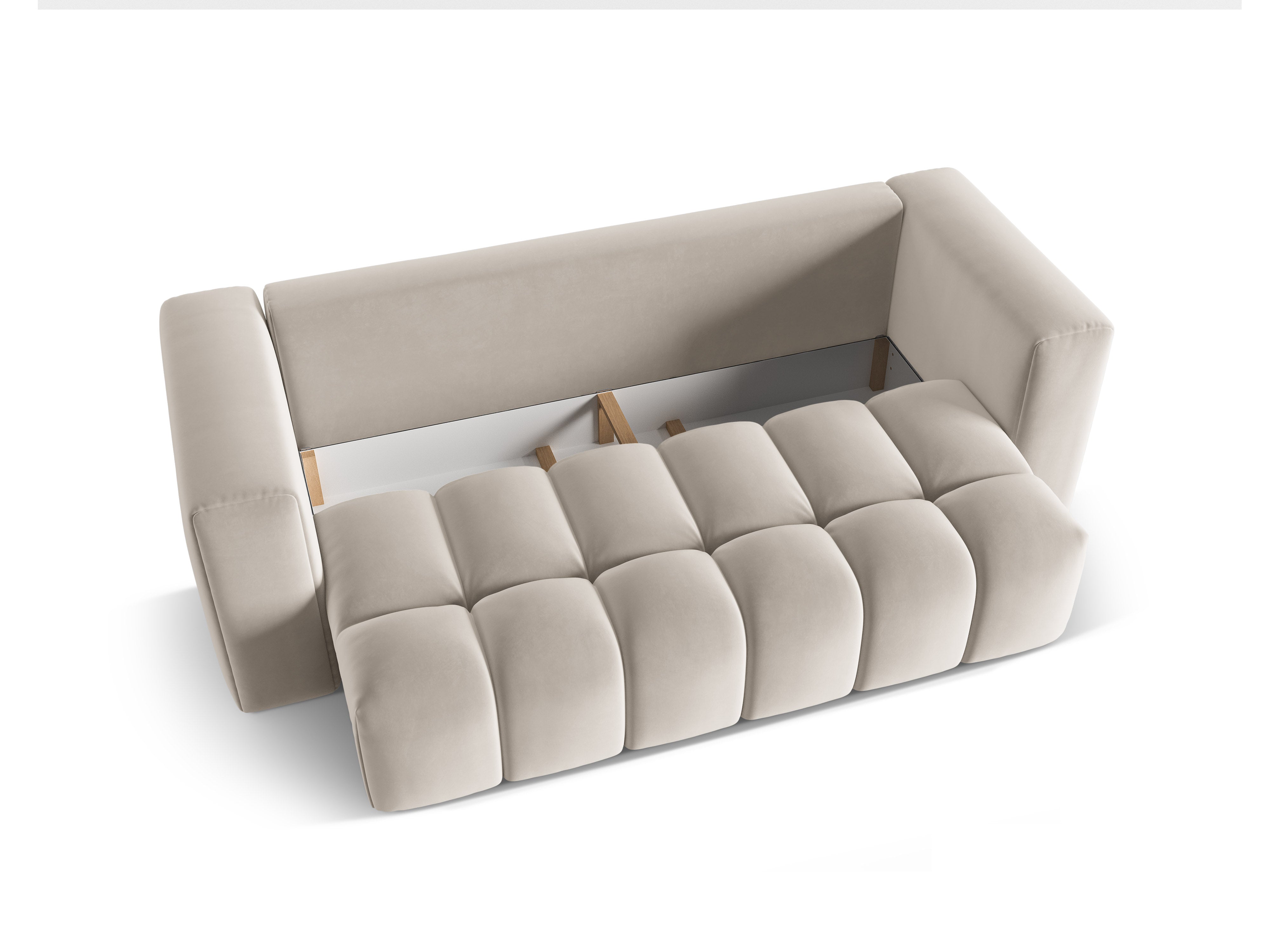Velvet 3-Seater Sofa with Sleeping Function VERONA Ecru