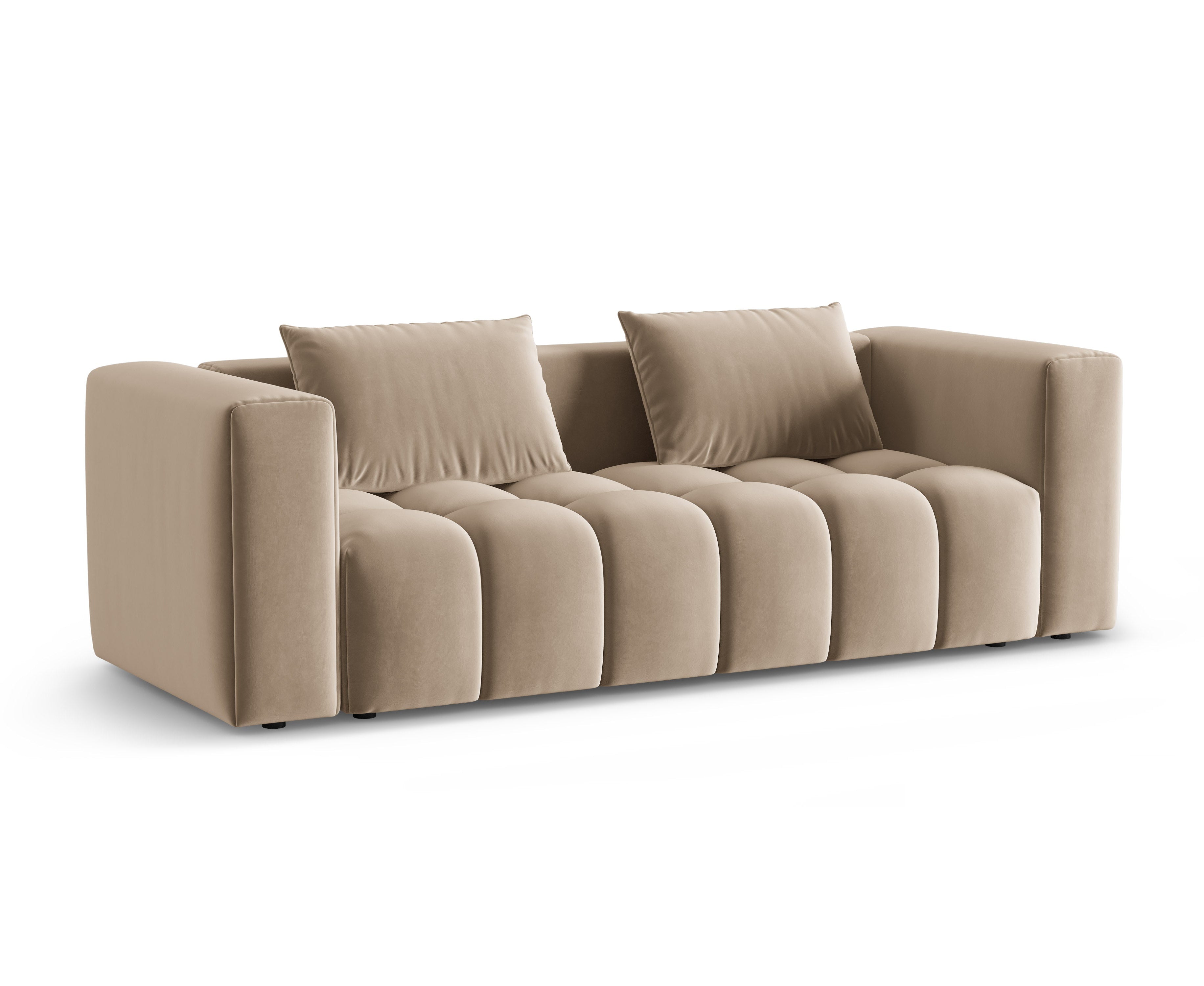 Sofa aksamitna 3-osobowa z funkcją spania VERONA piaskowy