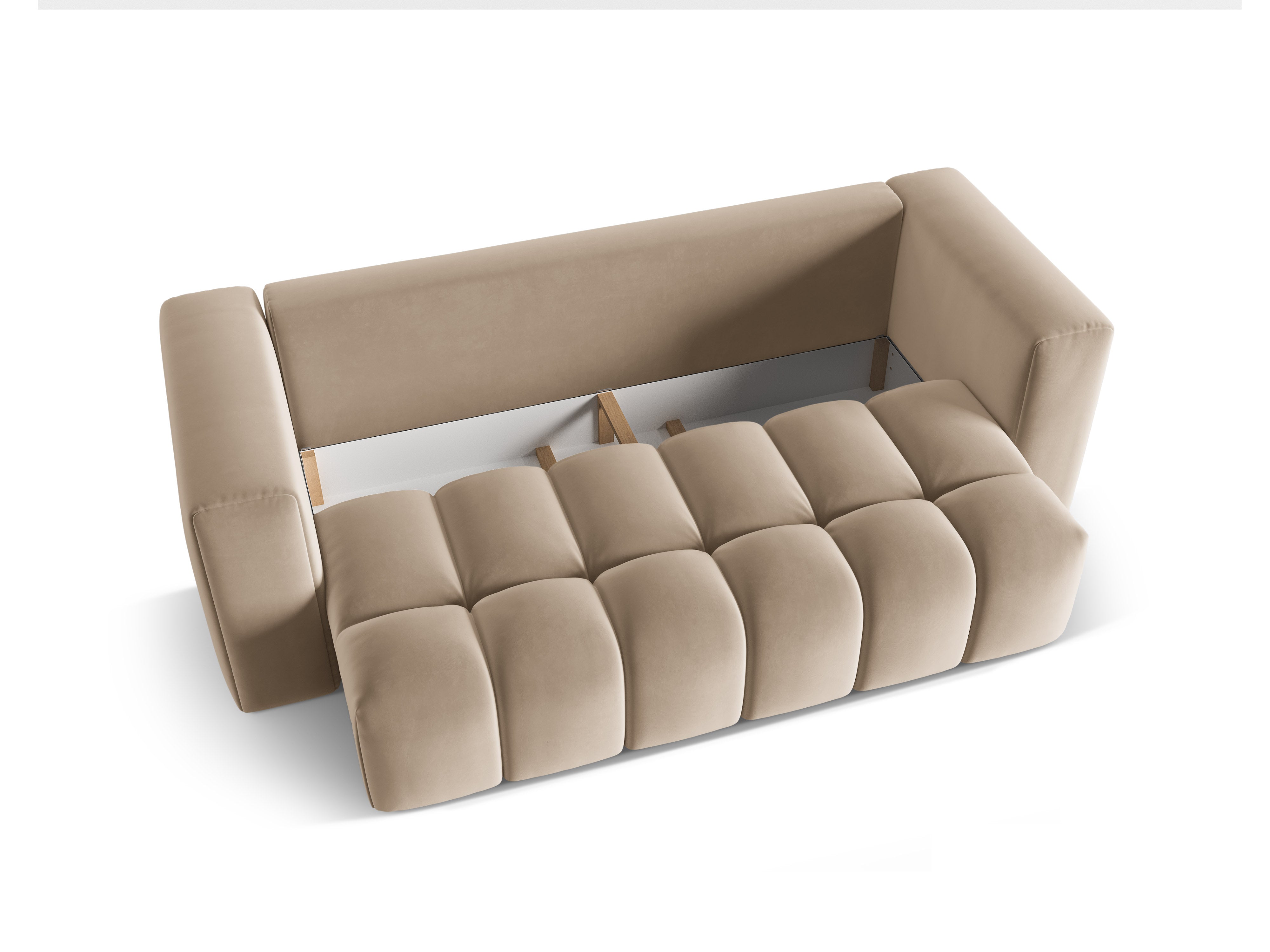 Sofa aksamitna 3-osobowa z funkcją spania VERONA piaskowy