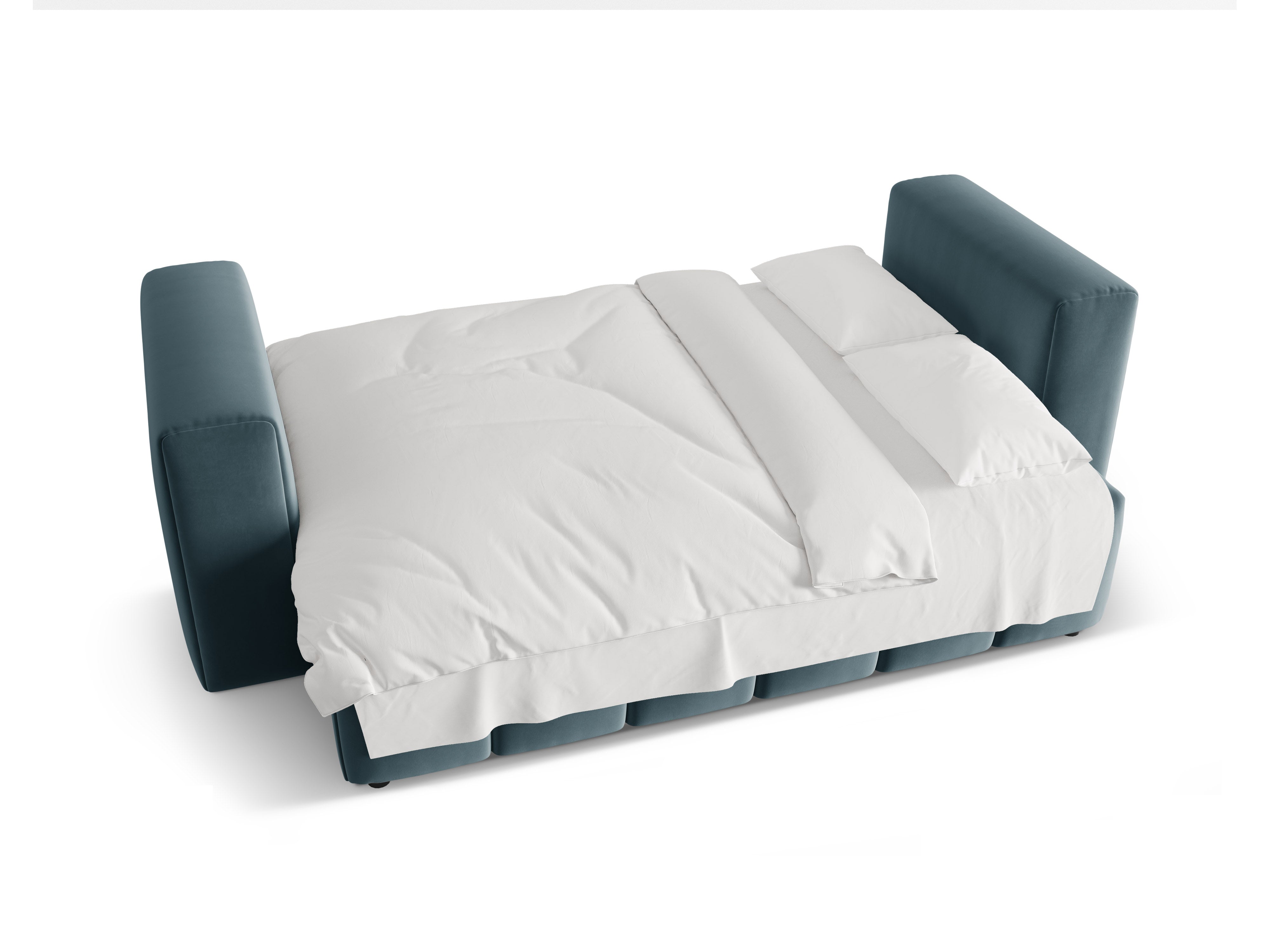 Sofa aus Samt für 3 Personen mit Schlaffunktion VERONA blau