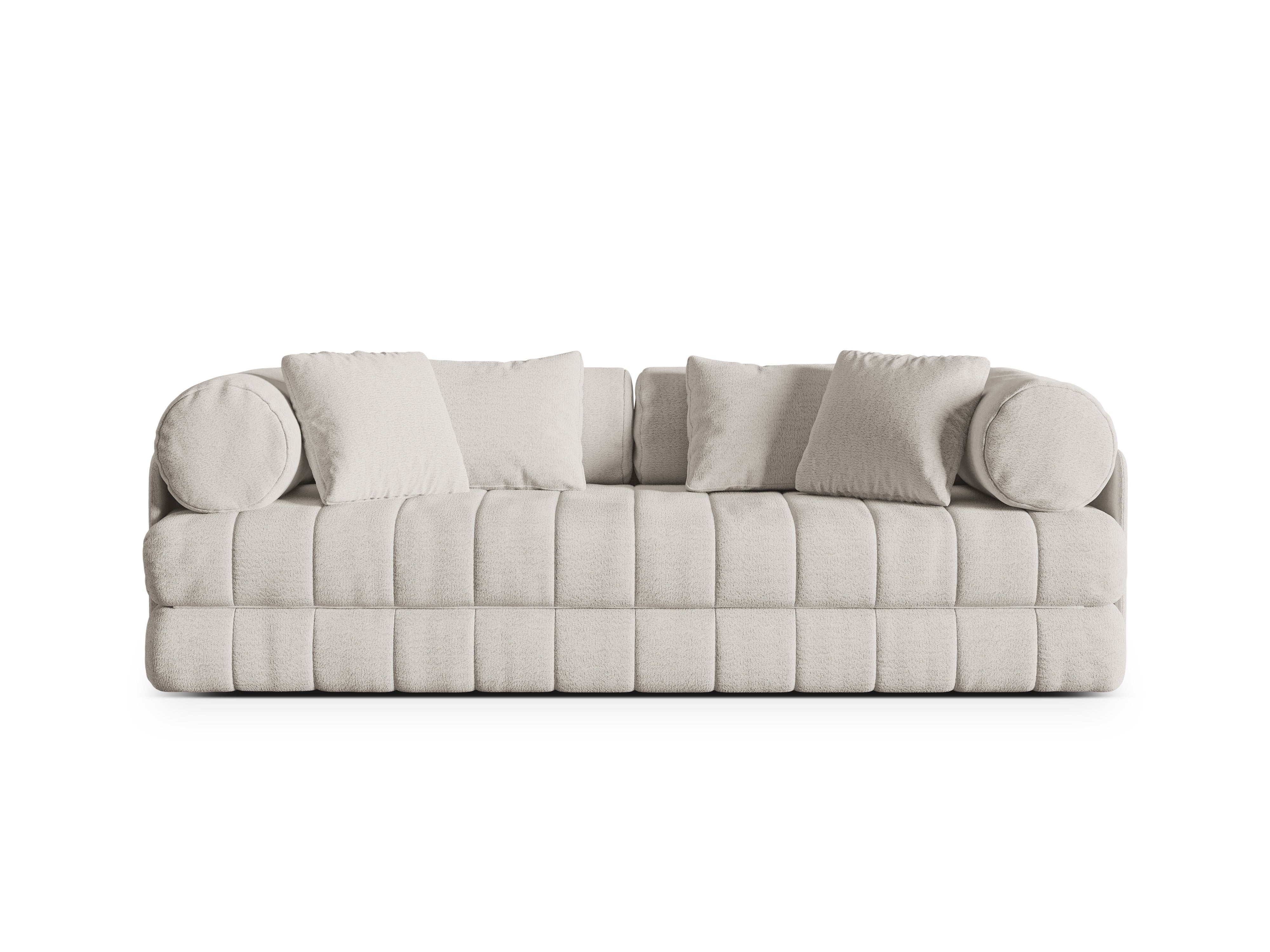Sofa 3-Sitzer mit Schlaffunktion KEMI cremefarbener Bouclé