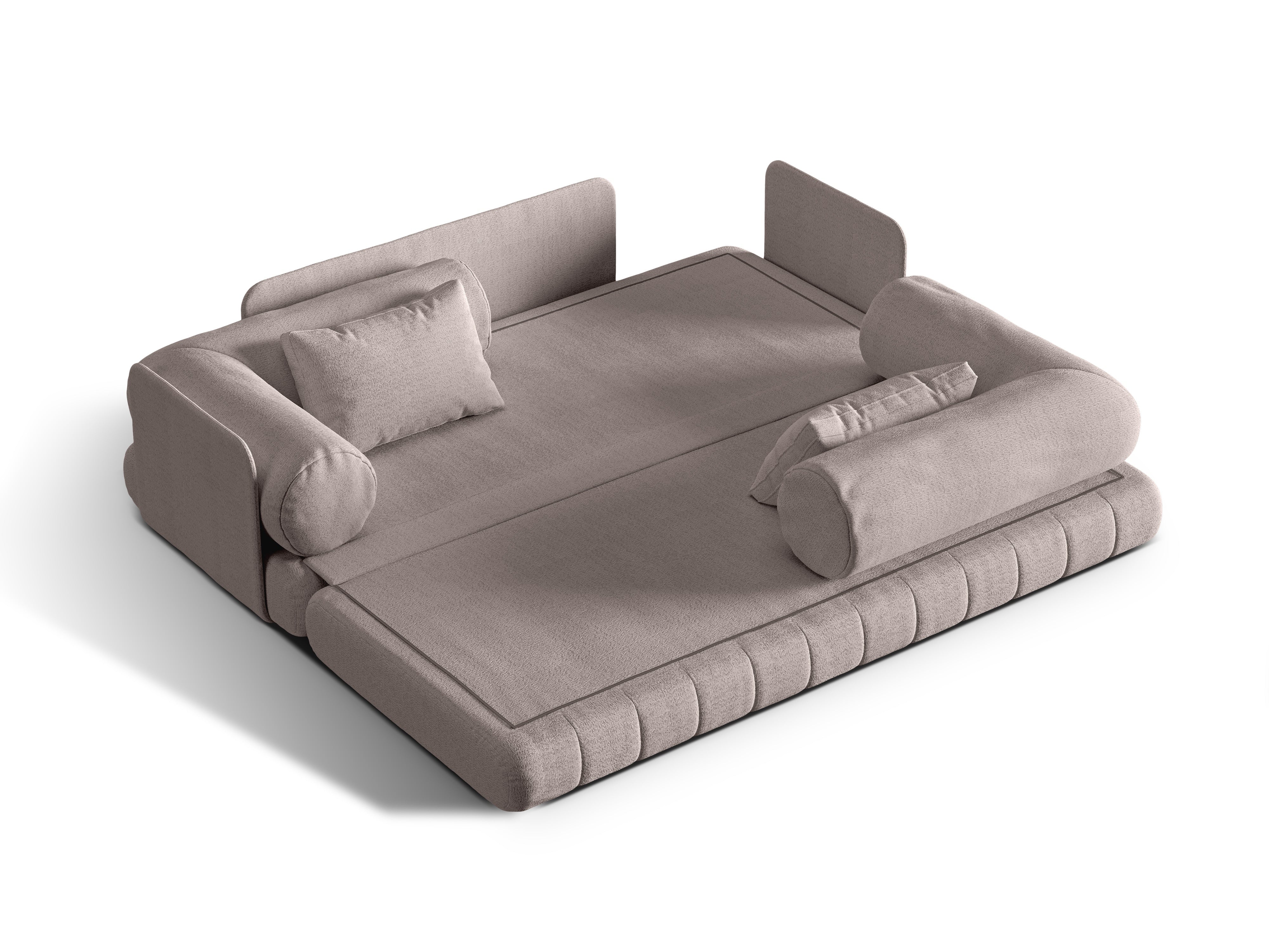 Sofa 3-Sitzer mit Schlafsofa-Funktion KEMI sandfarbener Bouclé