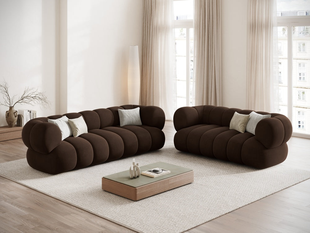 Sofa 3-sitzig aus Samt KOGE schokoladenbraun