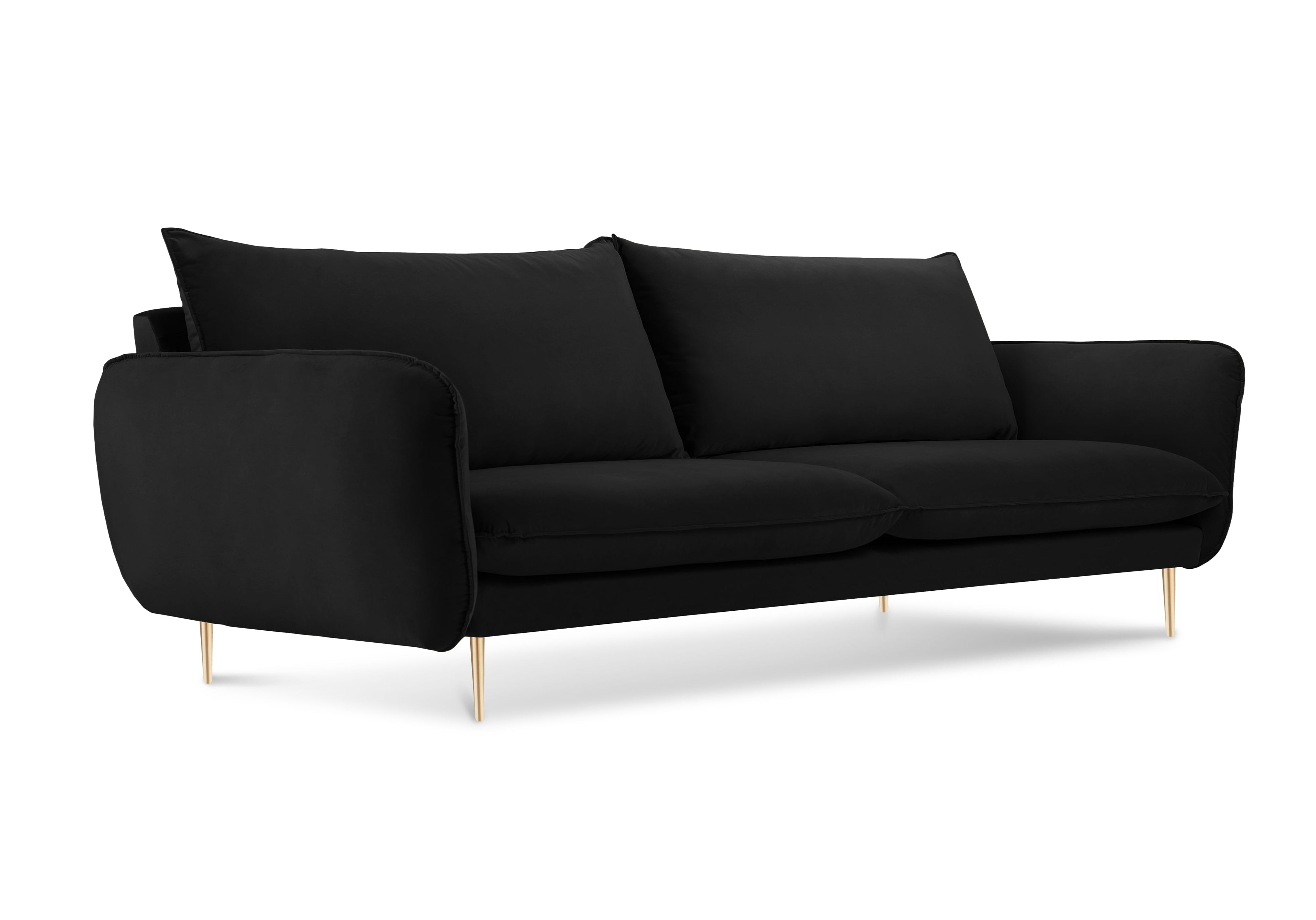 Velvet sofa 3-seater VIENNA black with gold base
