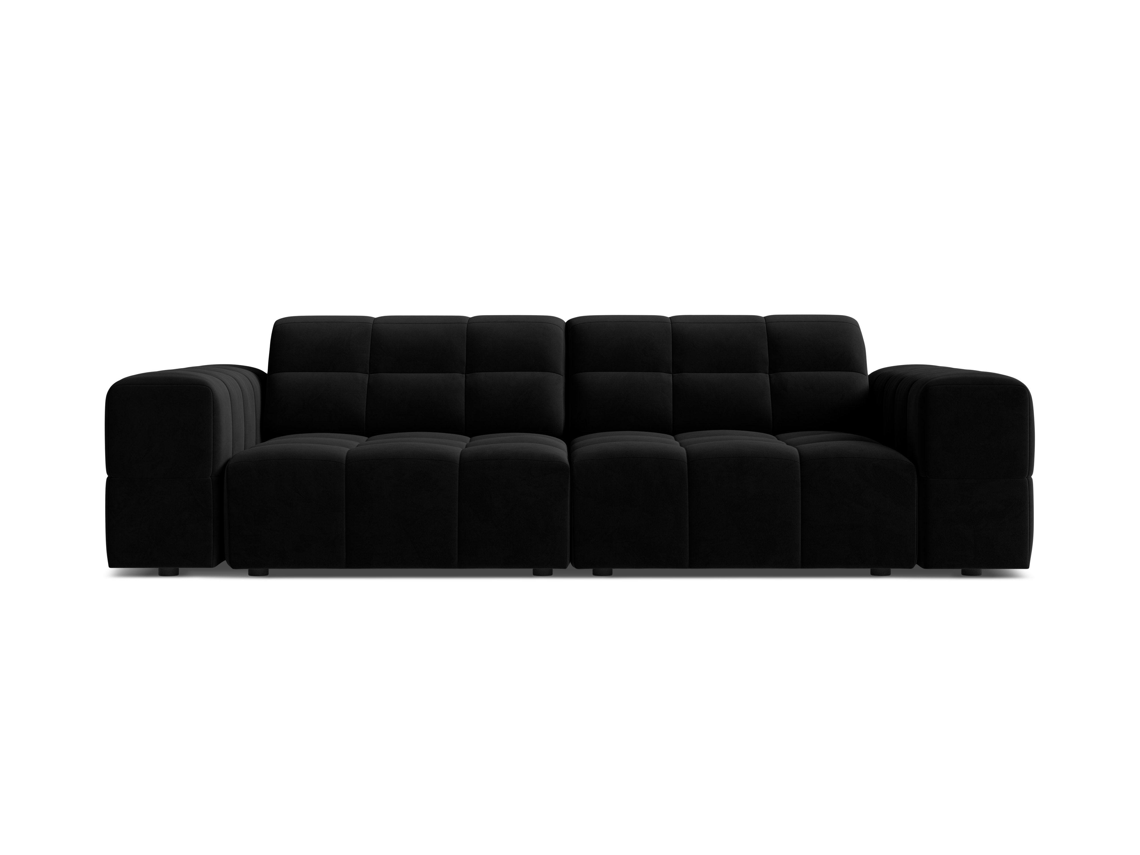 Schwarzes 3-Sitzer-Samtsofa